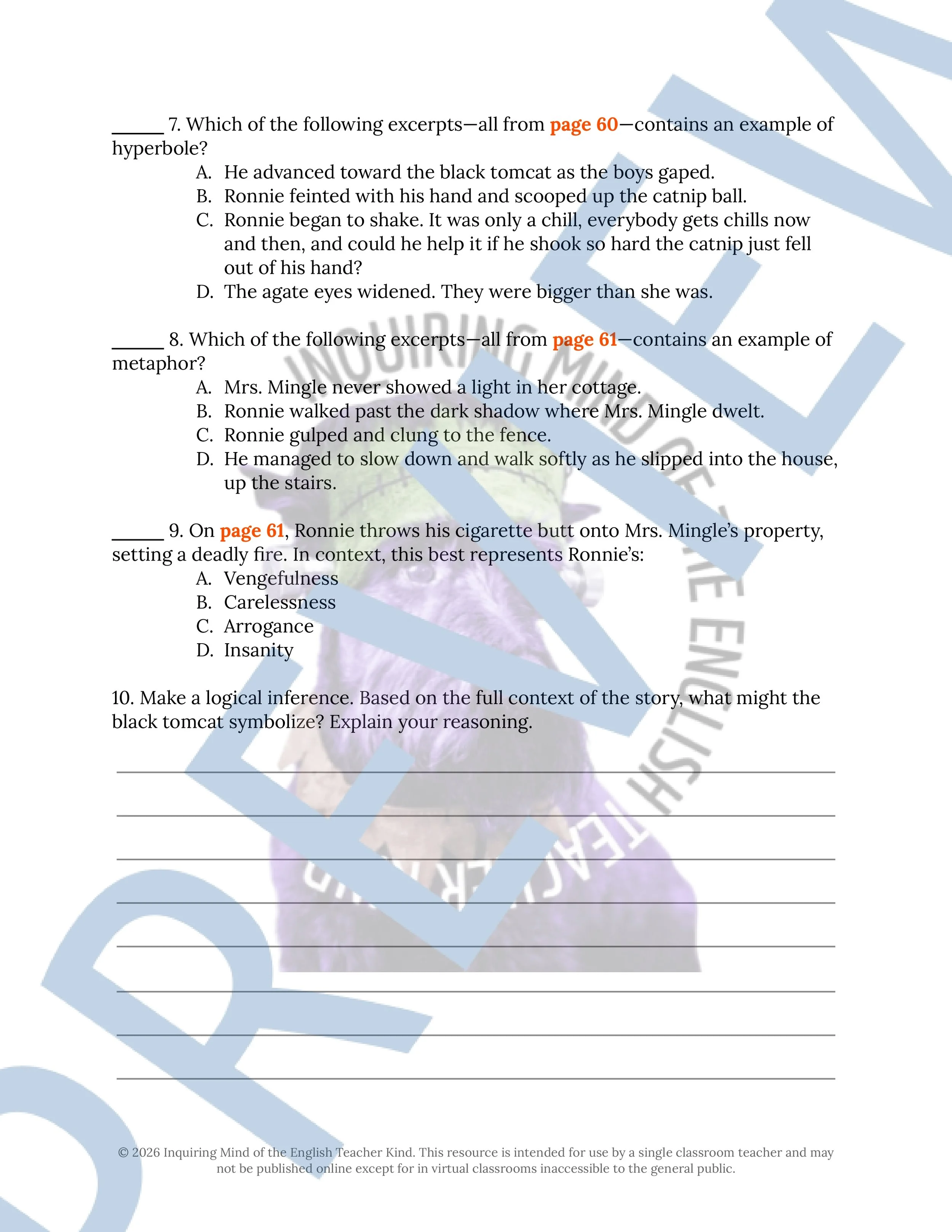 Catnip by Robert Bloch Close Reading Analysis Worksheet and Answer Key (3).jpg