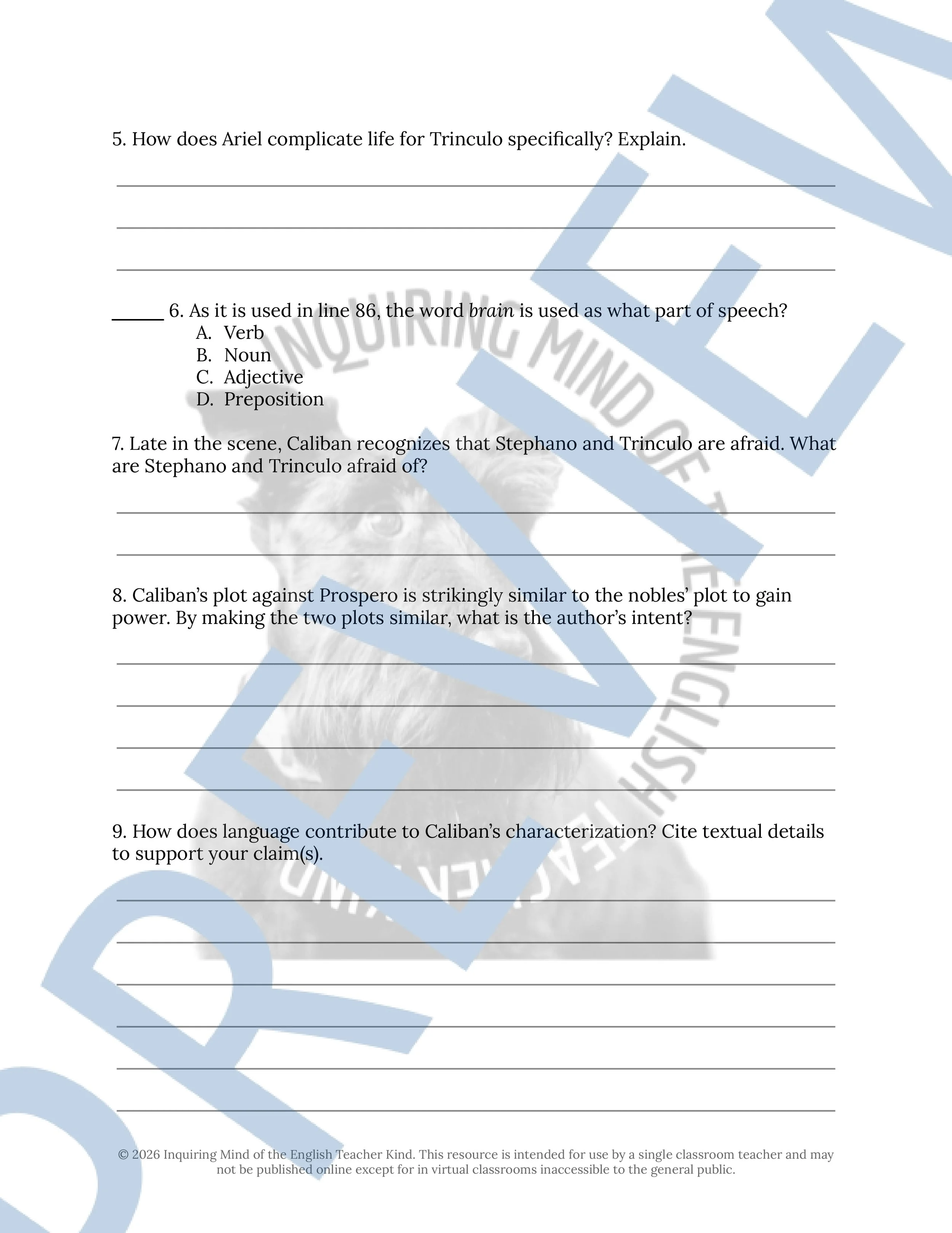 Shakespeare's The Tempest Act 3 Scene 2 Close Reading Analysis Worksheet (2).jpg