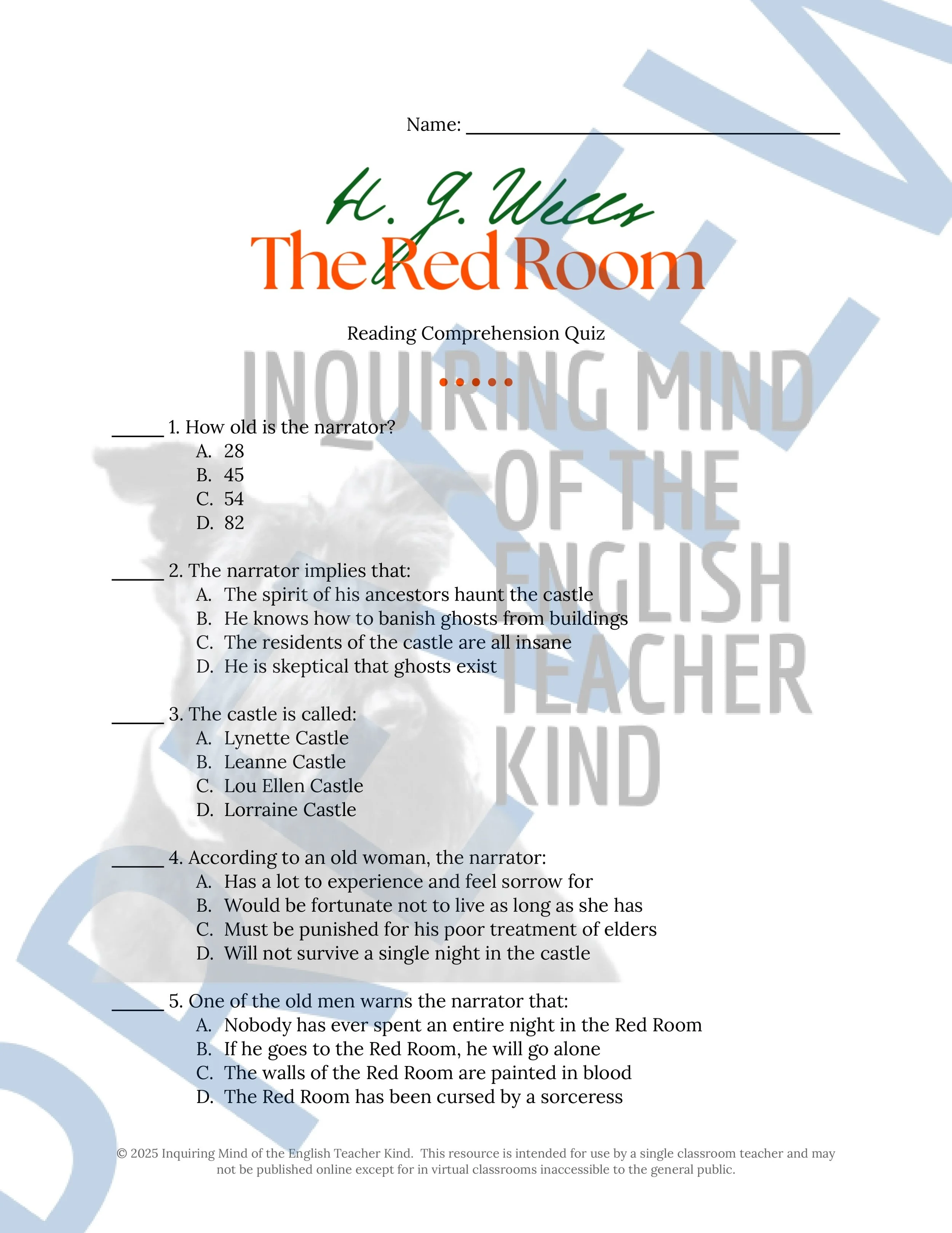 13 Halloween Short Stories for High School Reading Comprehension Quizzes and Answer Keys from Inquiring Mind of the English Teacher Kind