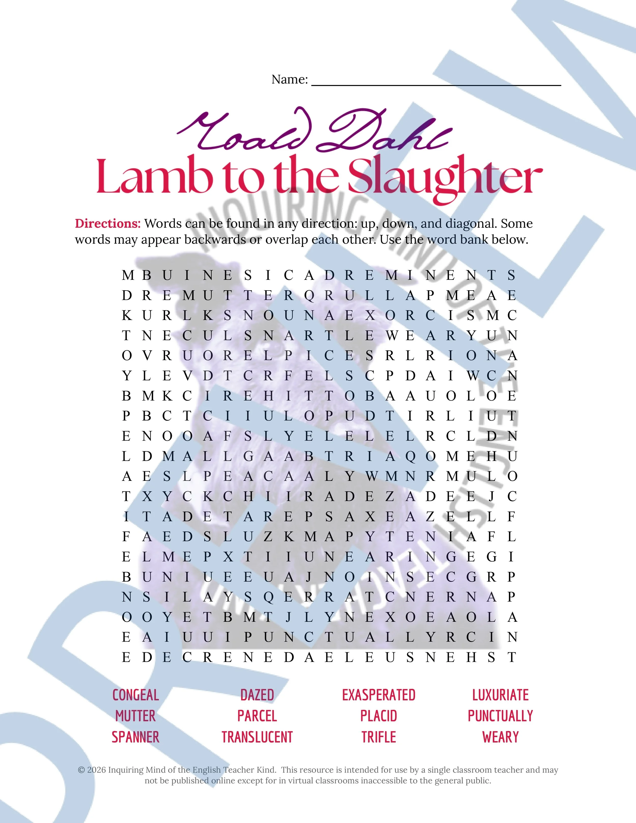 Lamb to the Slaughter by Roald Dahl Vocabulary Activities (4).jpg