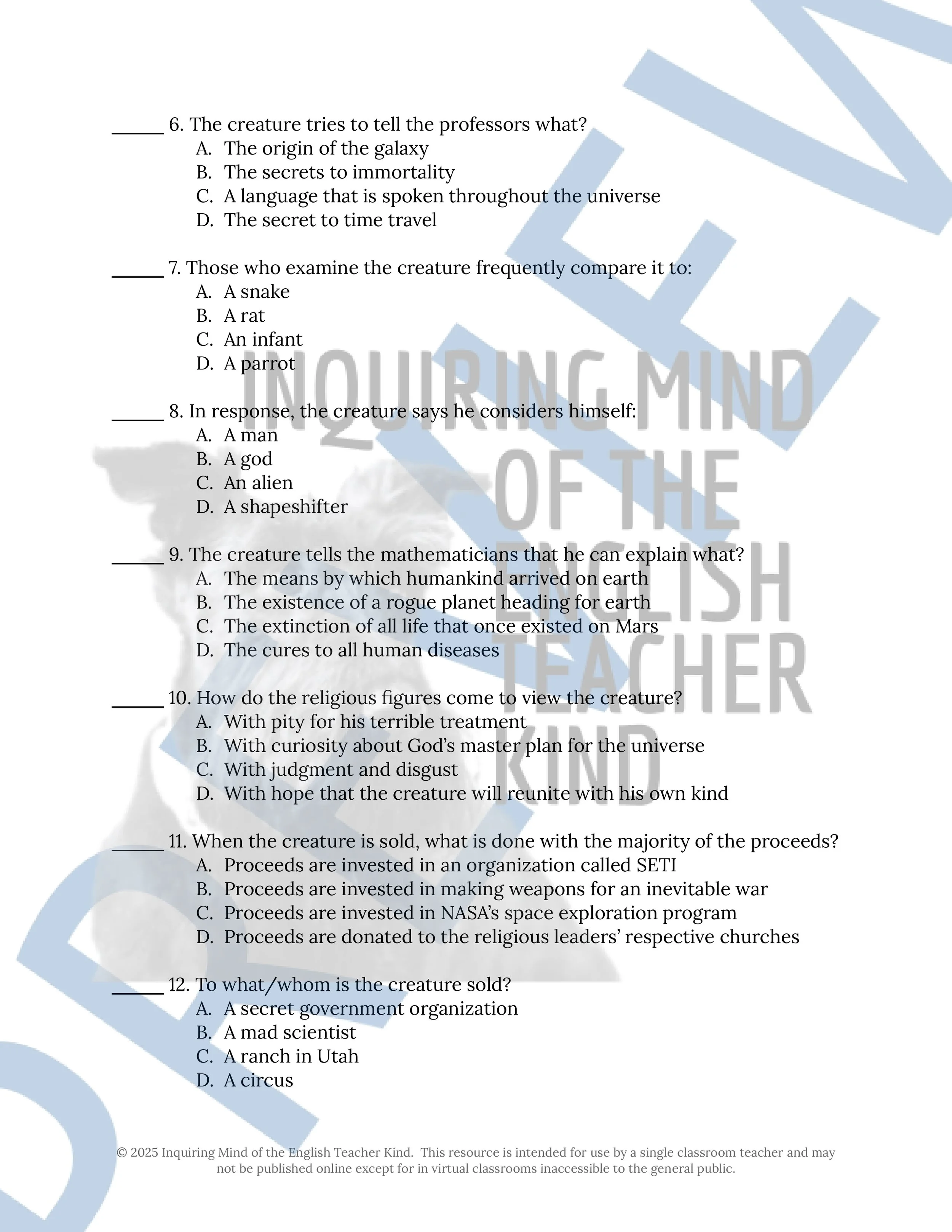 "The Star Beast" by Nicholas Stuart Gray Quiz, Close Reading Analysis Worksheet, Vocabulary Games, and Answer Keys for High School from Inquiring Mind of the English Teacher Kind