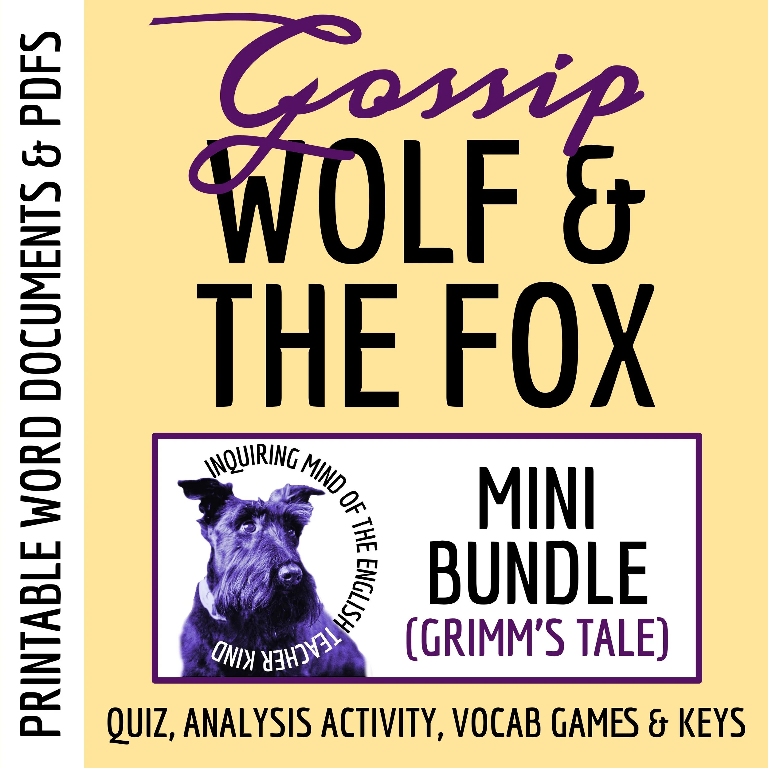 "Gossip Wolf and the Fox" Short Fiction Activities for High School | Brothers Grimm Fairy Tale