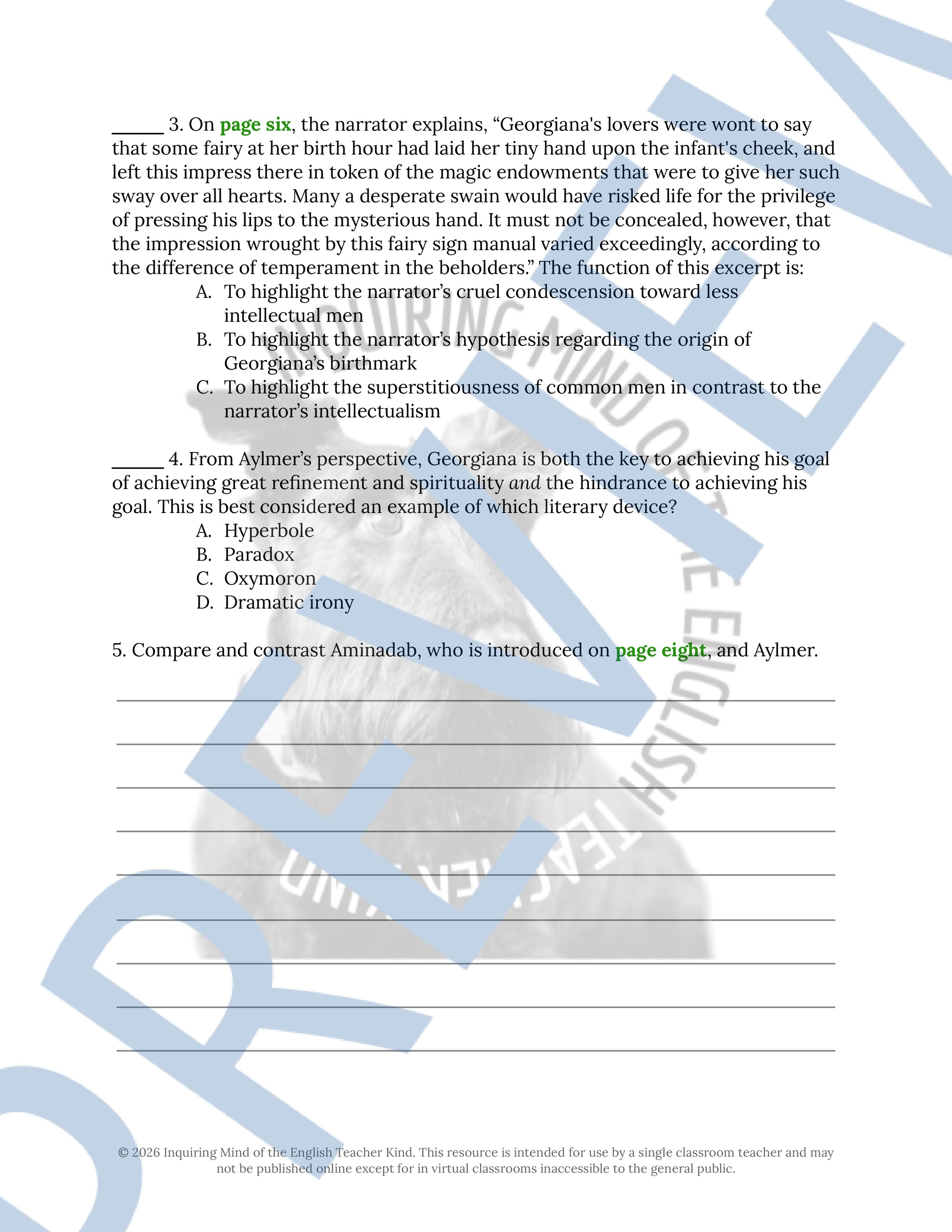 The Birthmark by Nathaniel Hawthorne Close Reading Analysis Worksheet (2).jpg