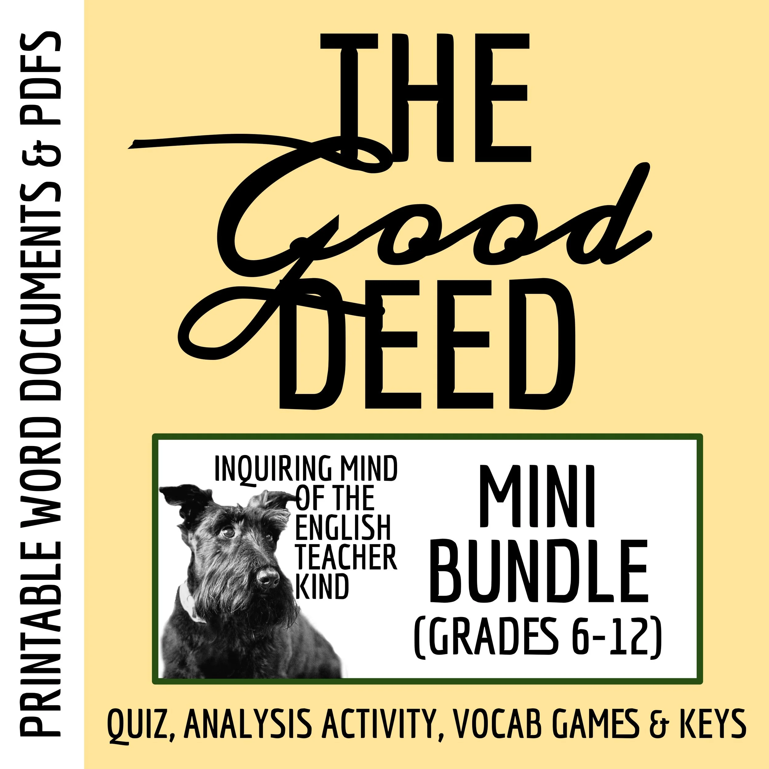 "The Good Deed" by Pearl S. Buck Quiz, Analysis Worksheet, Vocabulary Games, and Answer Keys for High School from Inquiring Mind of the English Teacher Kind