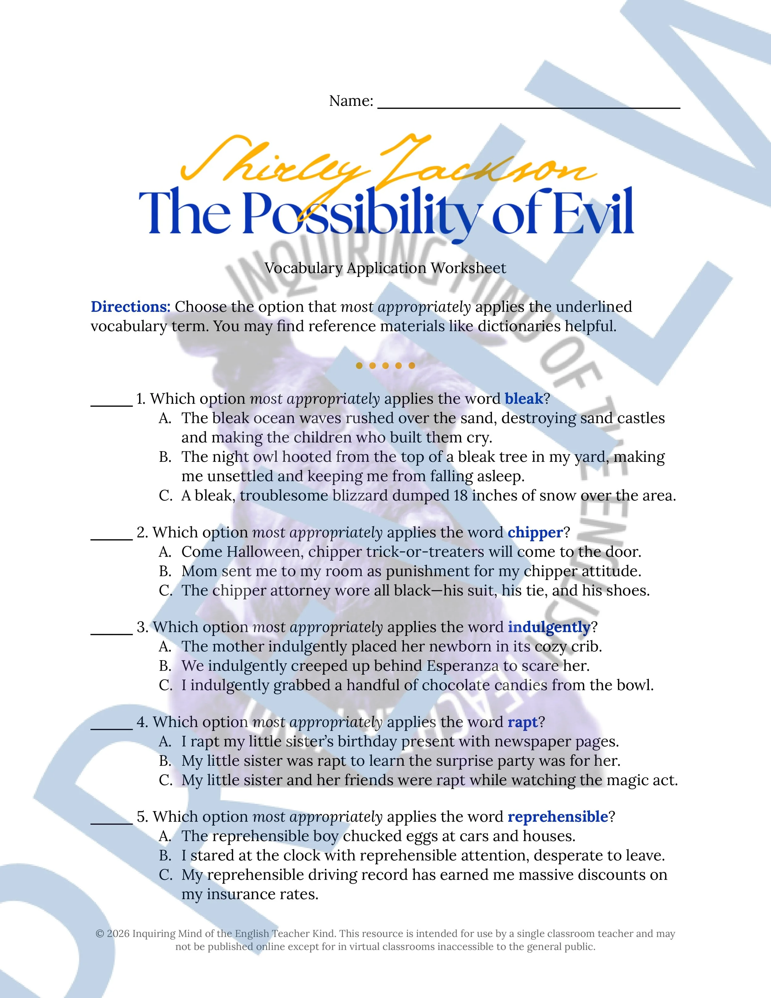 The Possibility of Evil by Shirley Jackson Vocabulary Activities (1).jpg