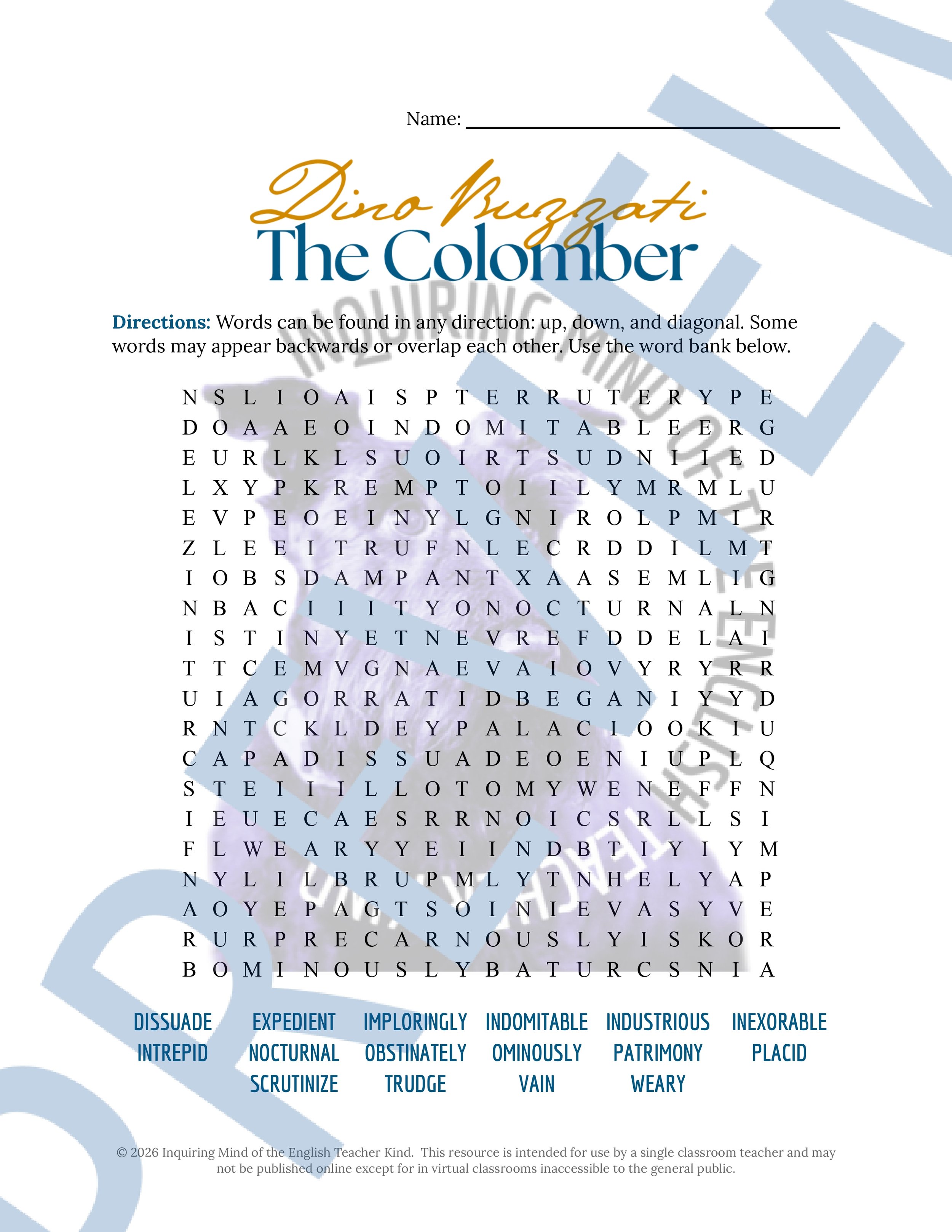 The Colomber by Dino Buzzati Vocabulary Activities (5).jpg