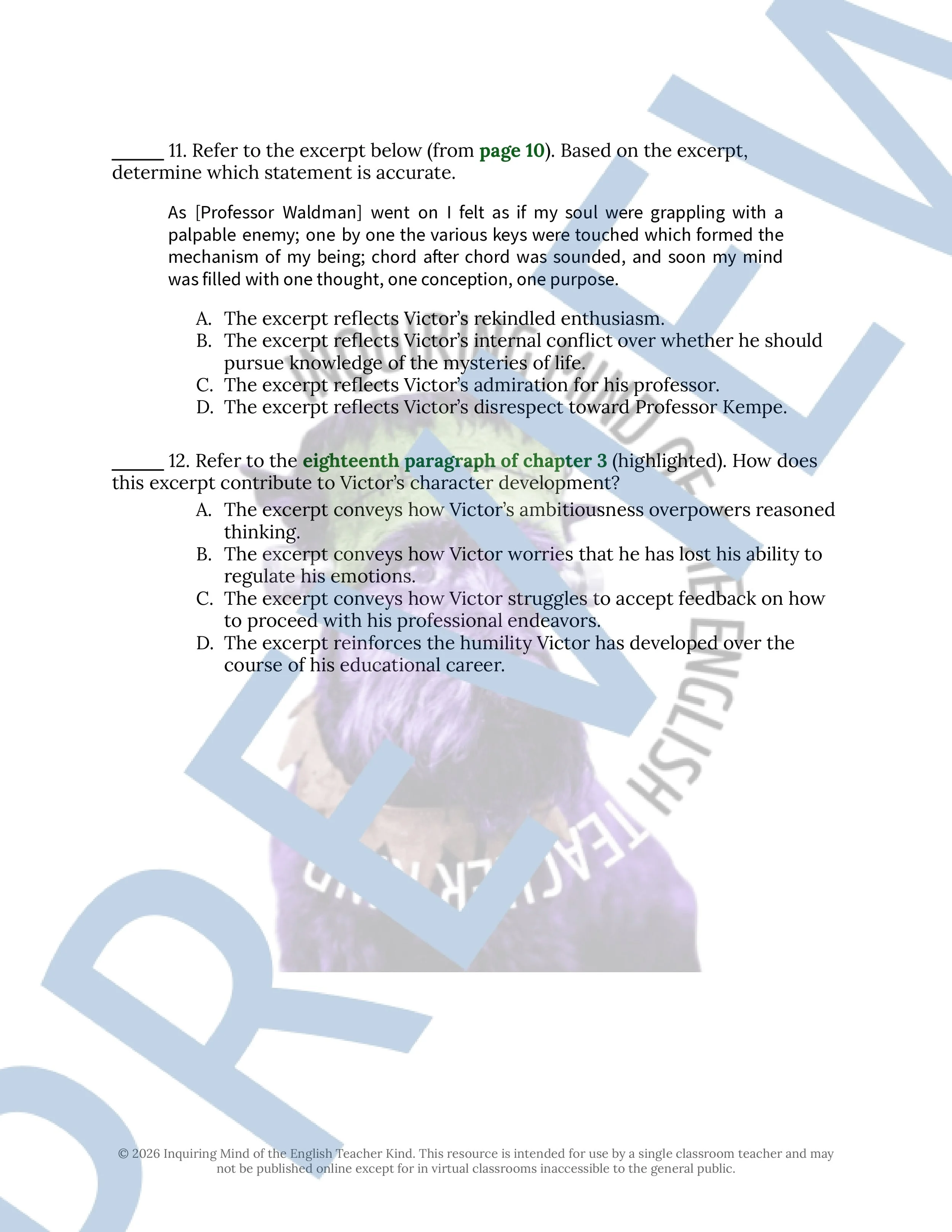 Frankenstein Chapters 1, 2, and 3 Close Reading Analysis Worksheet and Answer Key for High School English Language Arts (4).jpg