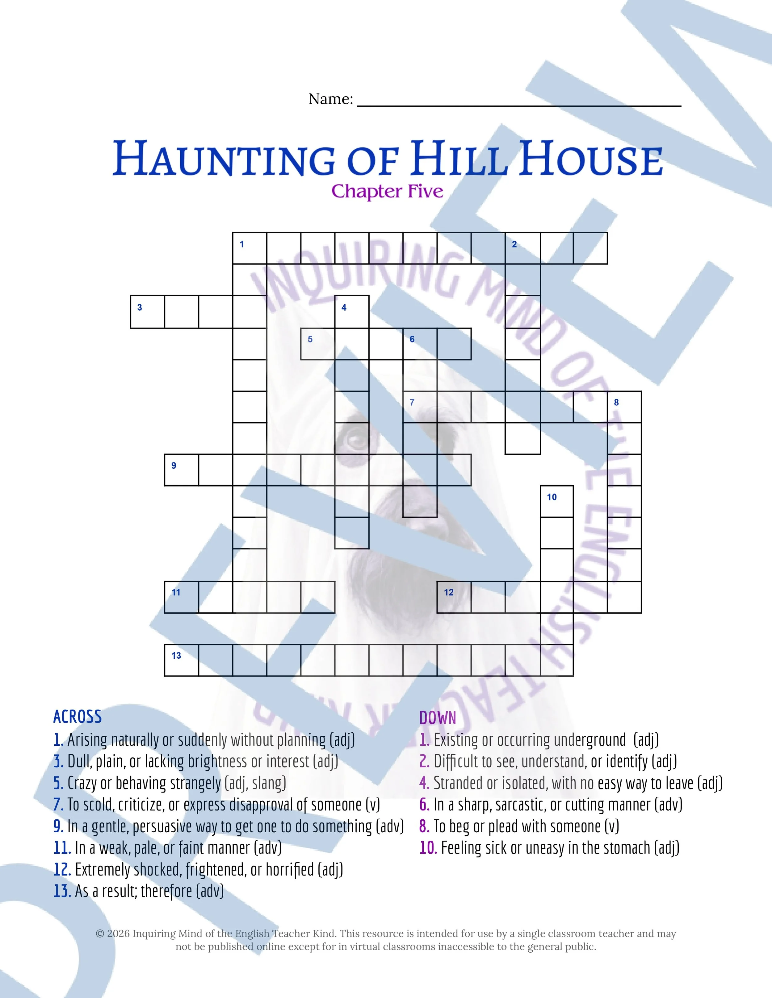 The Haunting of Hill House by Shirley Jackson Chapter 5 Vocabulary Activities (4).jpg