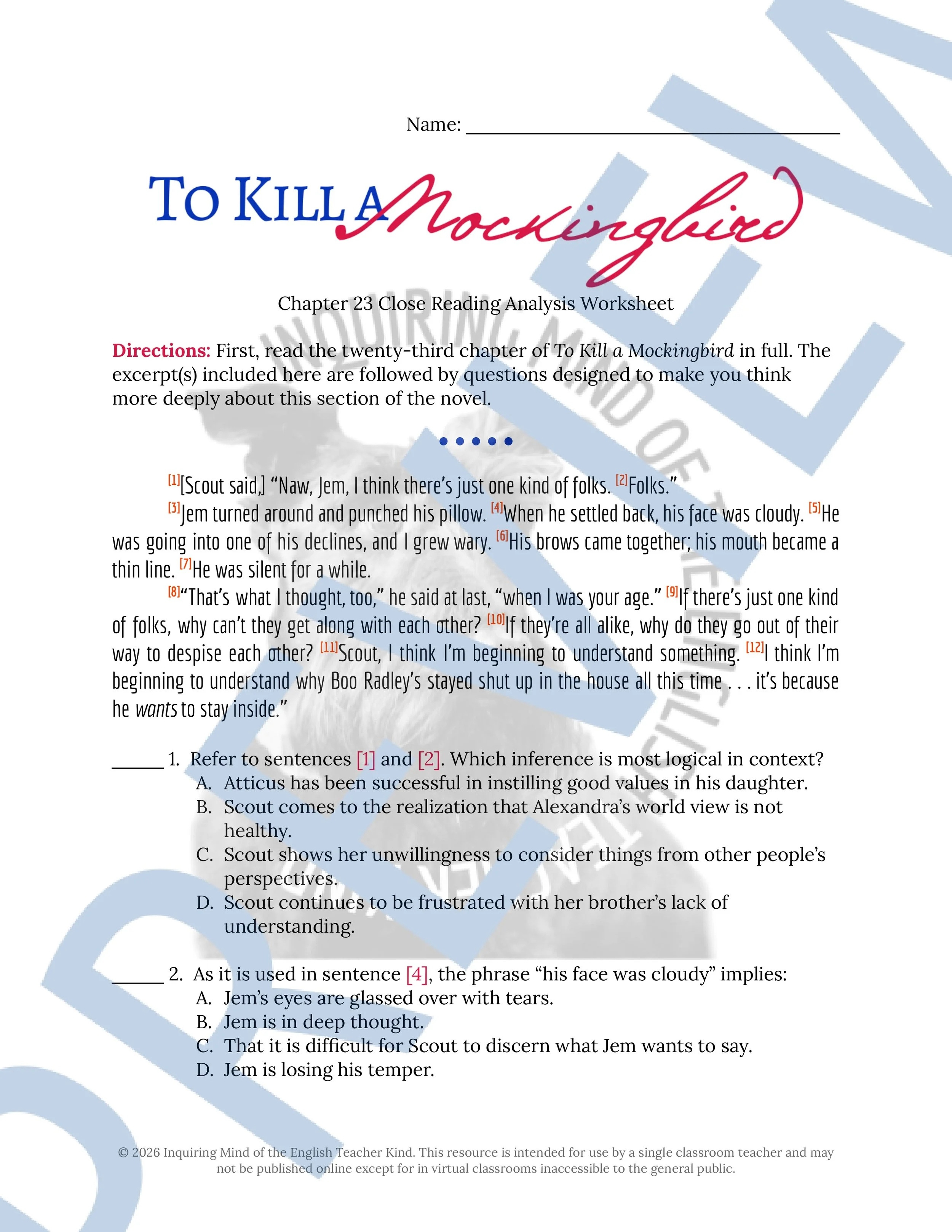 To Kill a Mockingbird Chapter 23 Close Reading Analysis Worksheet and Answer Key (1).jpg