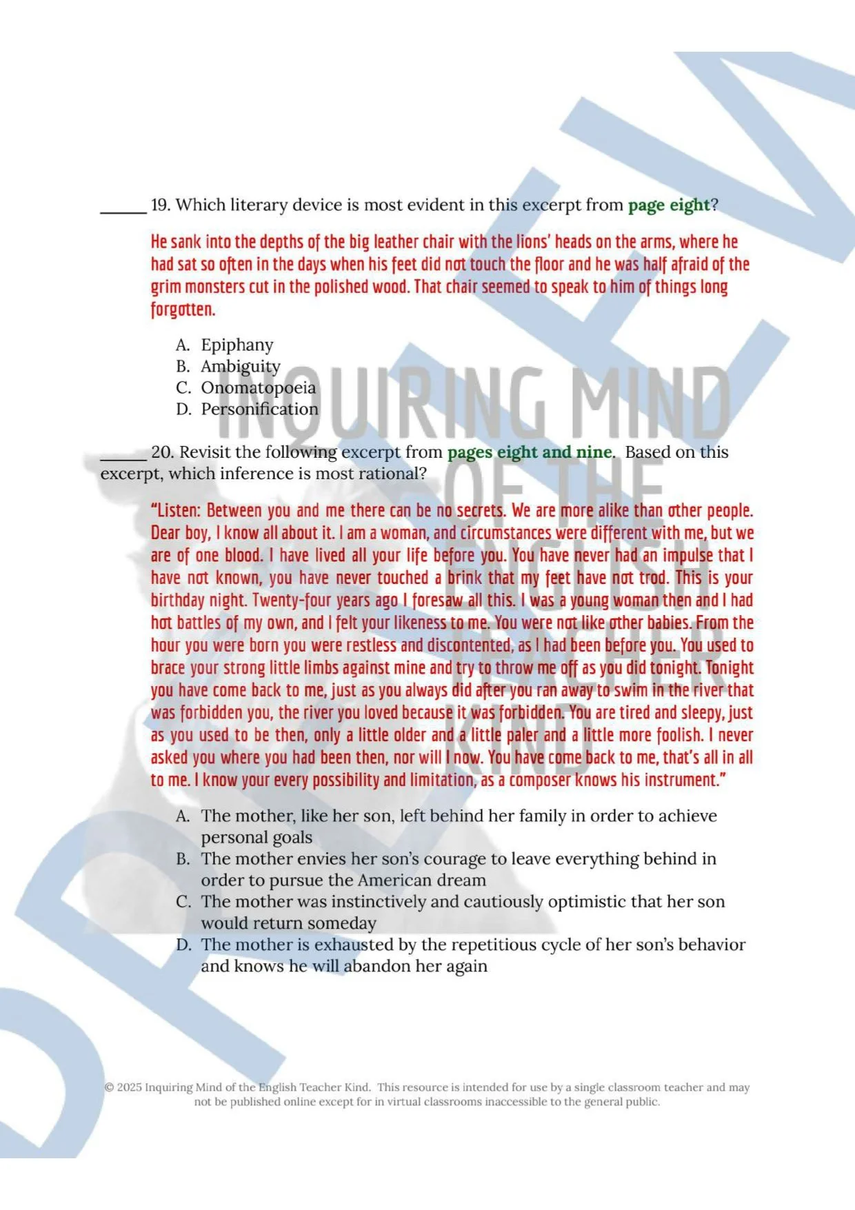 The Burglar's Christmas Quiz, Analysis Worksheet, and Vocabulary Activities from Inquiring Mind of the English Teacher Kind