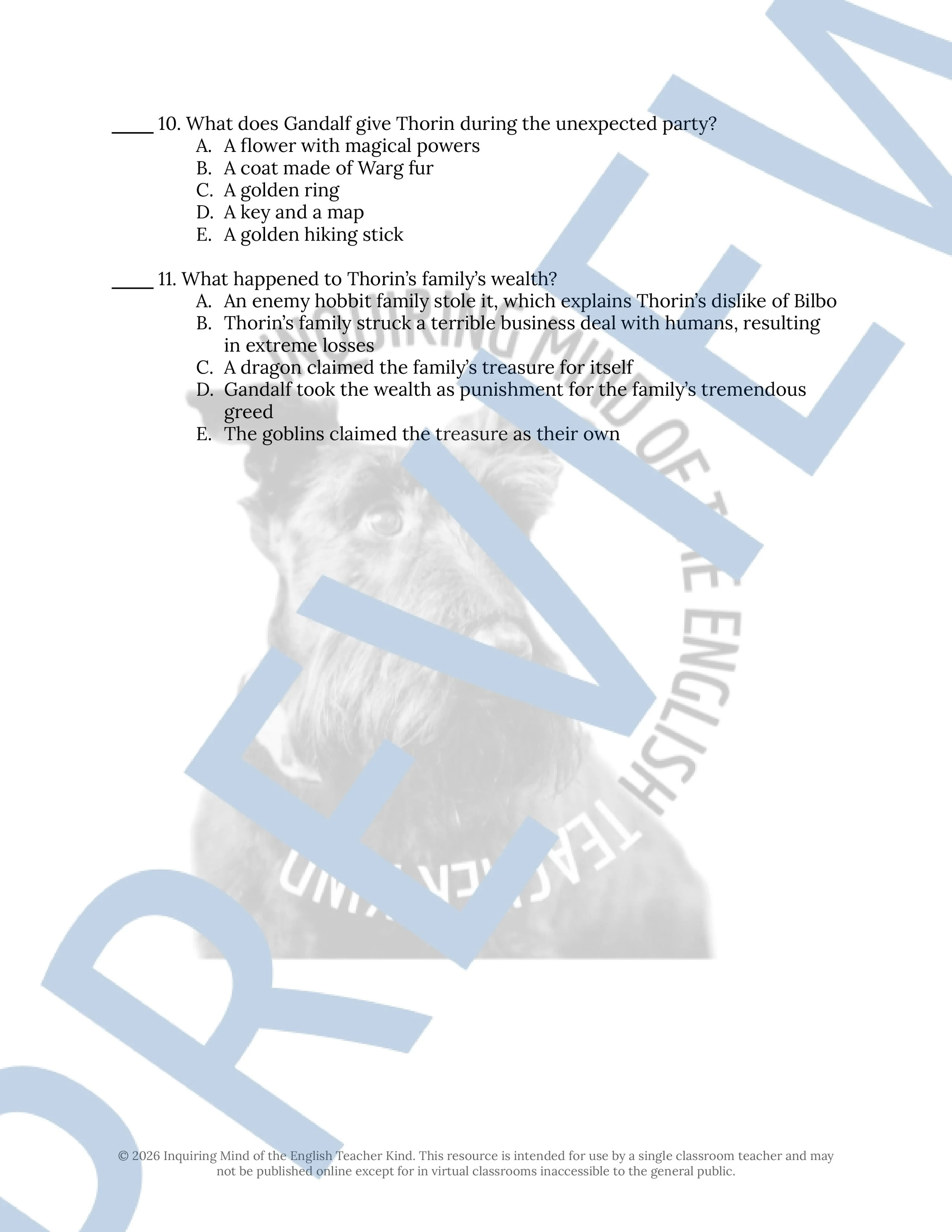 The Hobbit Chapter 1 Quiz and Answer Key for High School English Language Arts (3).jpg