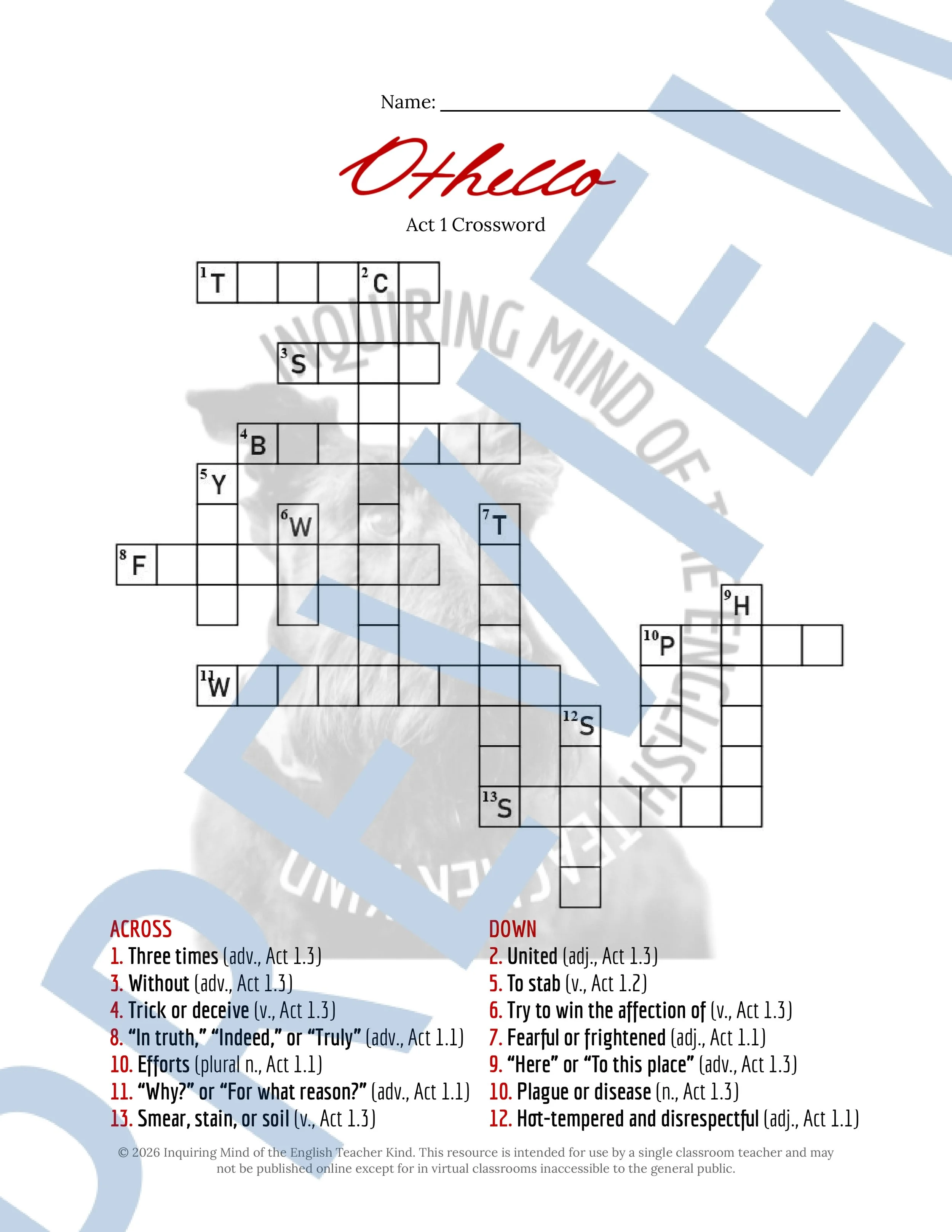 Othello Act 1 Vocabulary Activities Crossword Puzzle Word Search (4).jpg