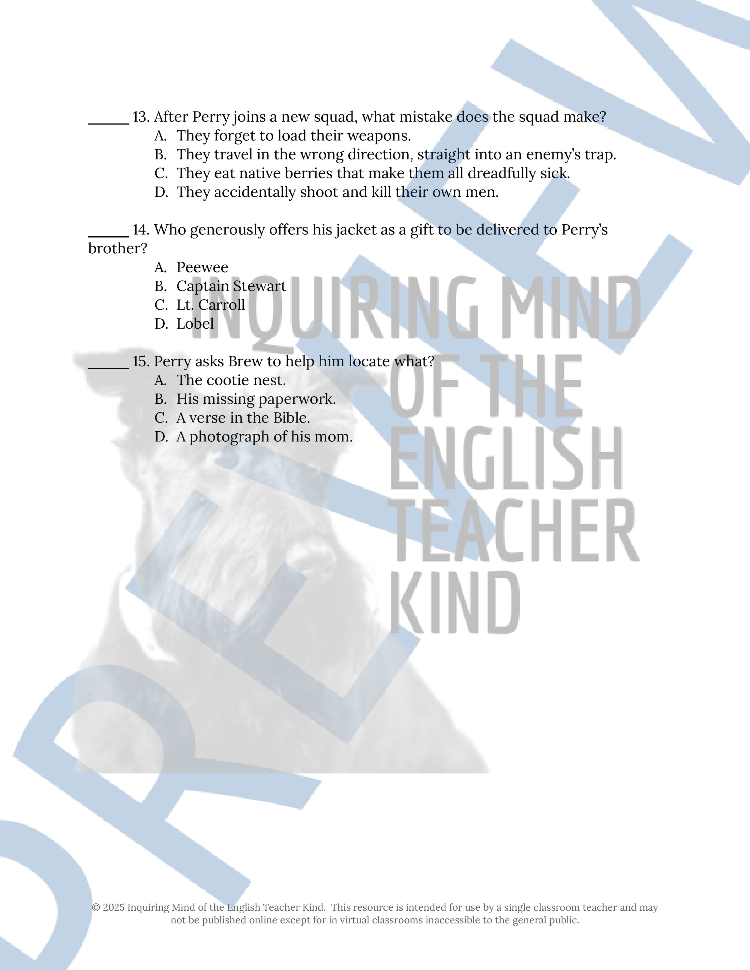 Fallen Angels Quizzes, Worksheets, Research Project, Test, and Answer Keys Mega Bundle from Inquiring Mind of the English Teacher Kind
