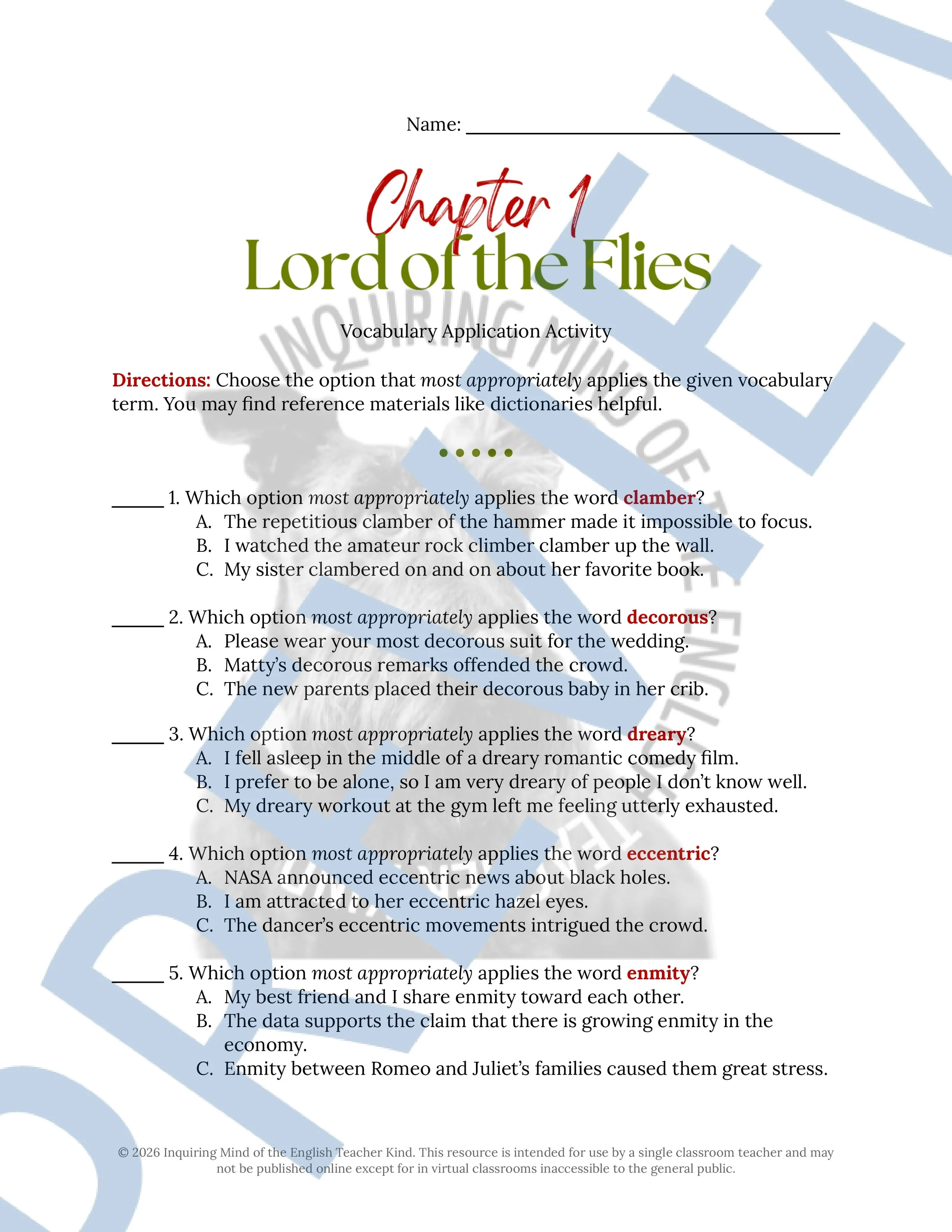 Lord of the Flies Chapter 1 Vocabulary Activities for High School English Language Arts (1).jpg