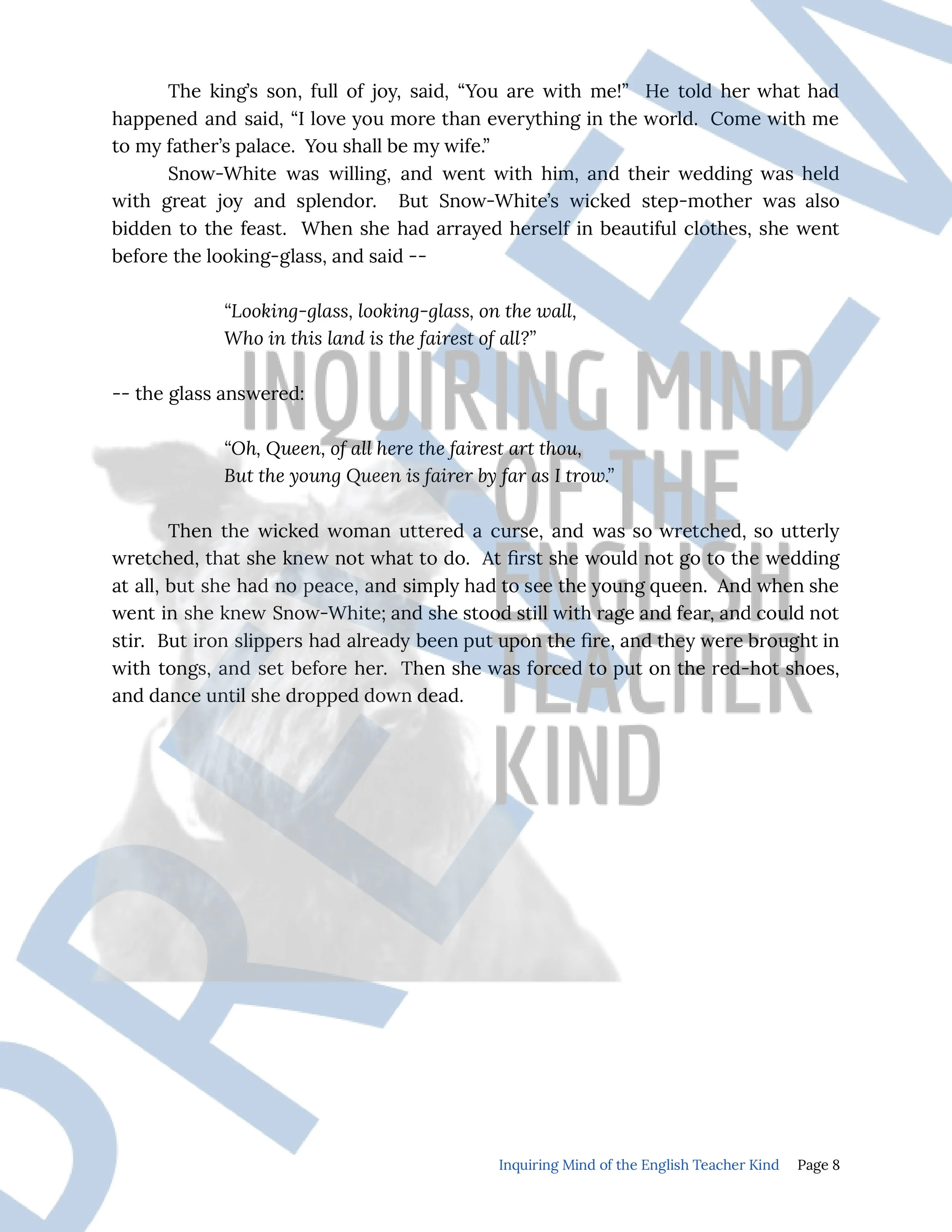 Snow White and the Seven Dwarfs Literary Analysis Worksheet from Inquiring Mind of the English Teacher Kind (16).jpg