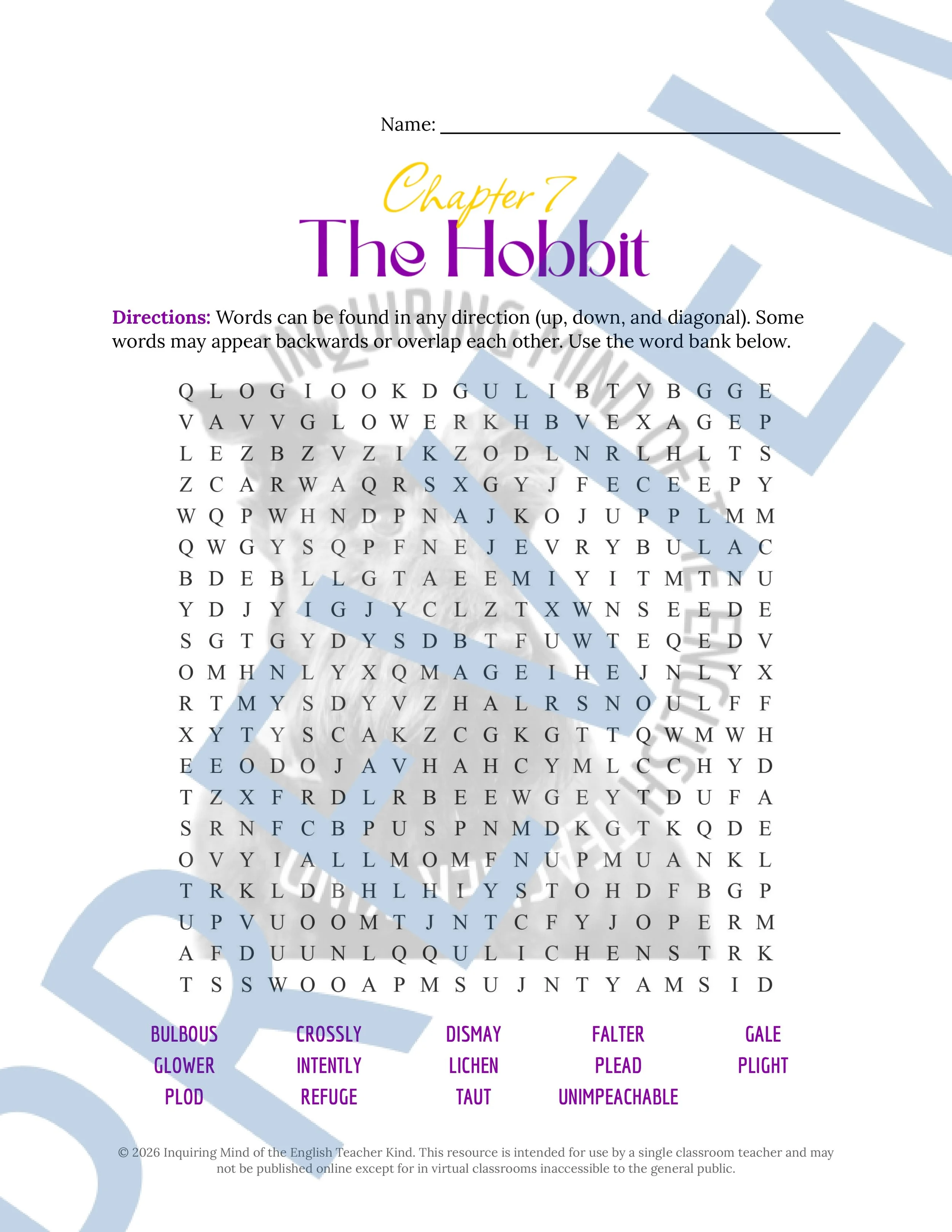 The Hobbit Chapter 7 Vocabulary Activities Word Search Crossword Puzzle Worksheet (8).jpg