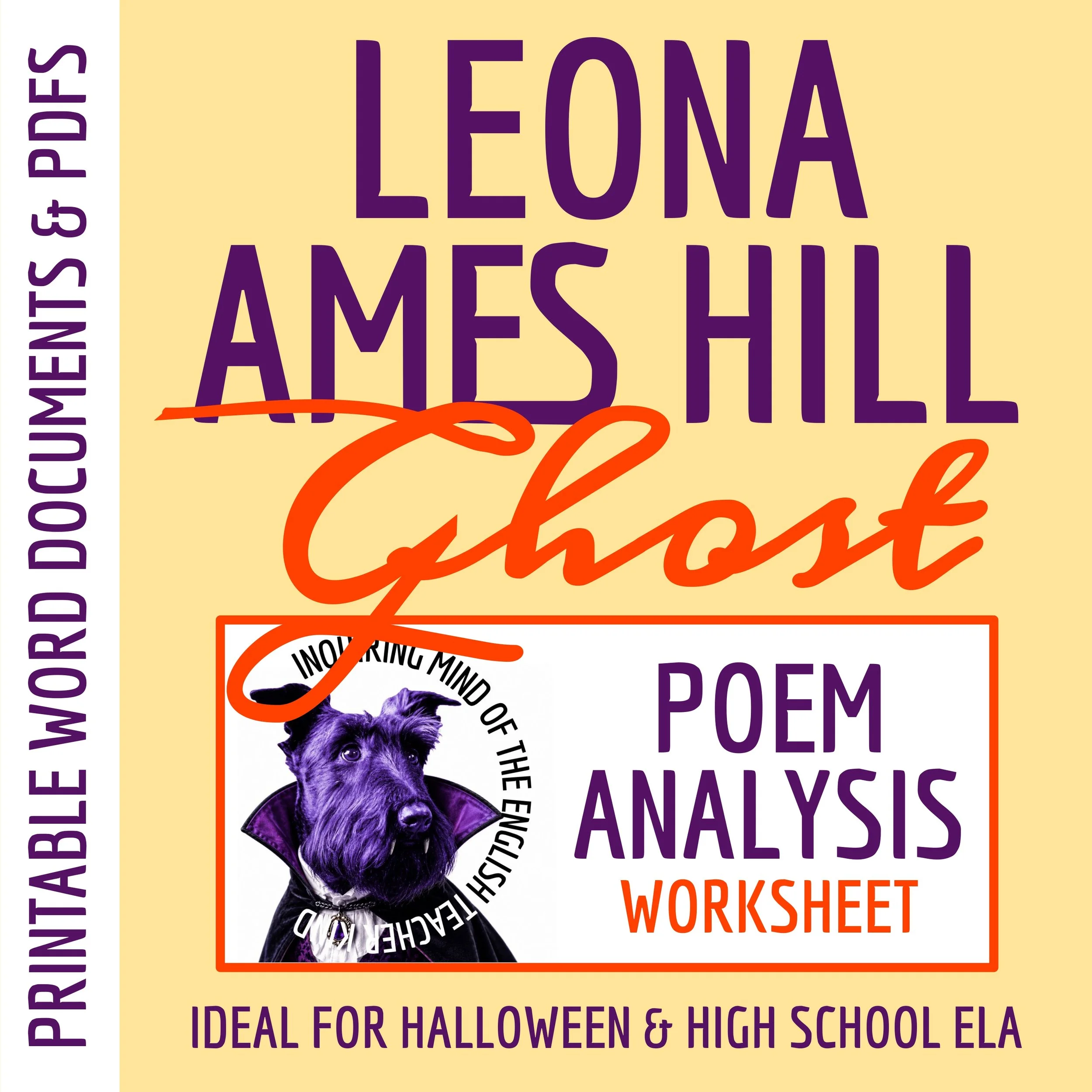 "Ghost" by Leona Ames Hill Love Poem Analysis Worksheet | Surreal Halloween Poetry Activity
