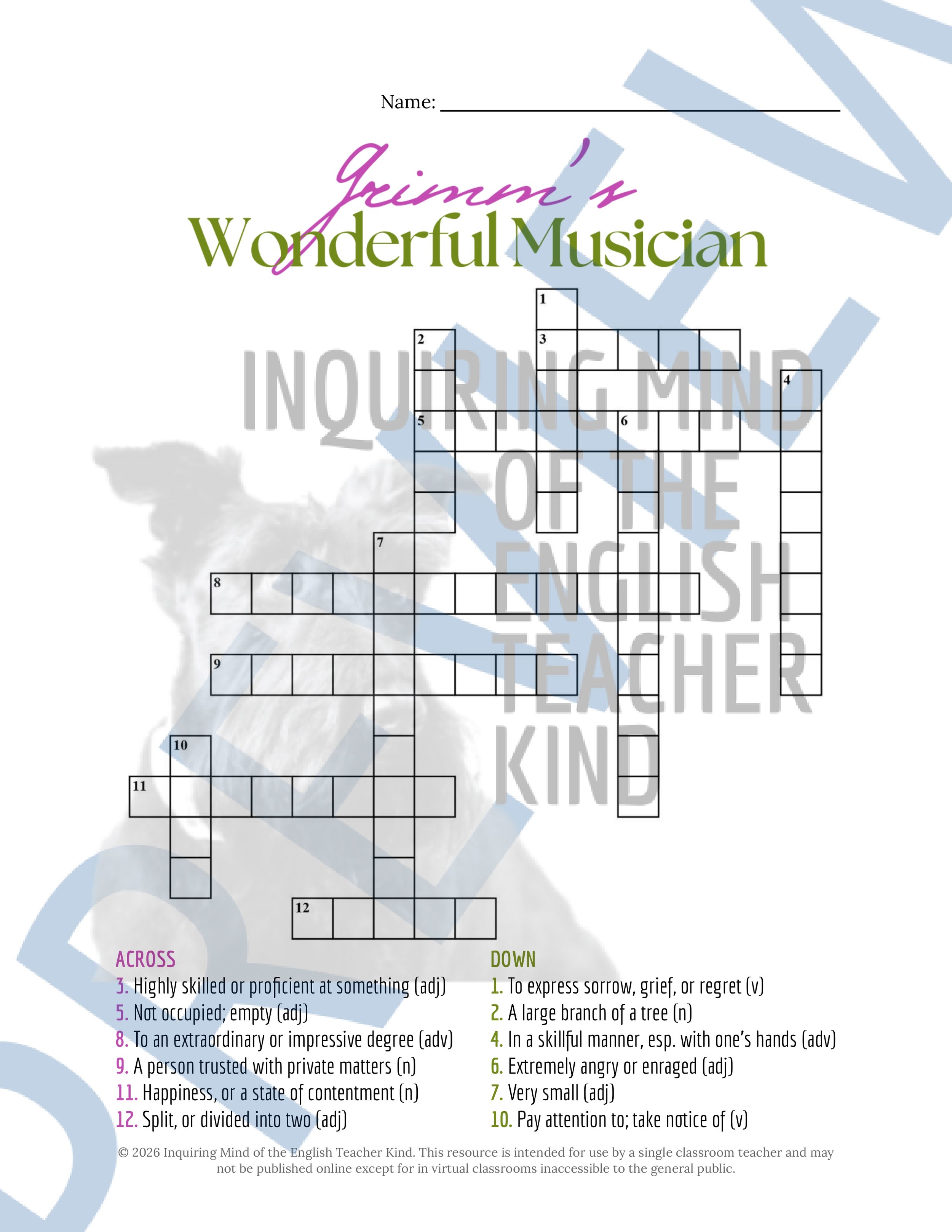 The Wonderful Musician Vocabulary Activities - Grimm Fairy Tale (3).jpg