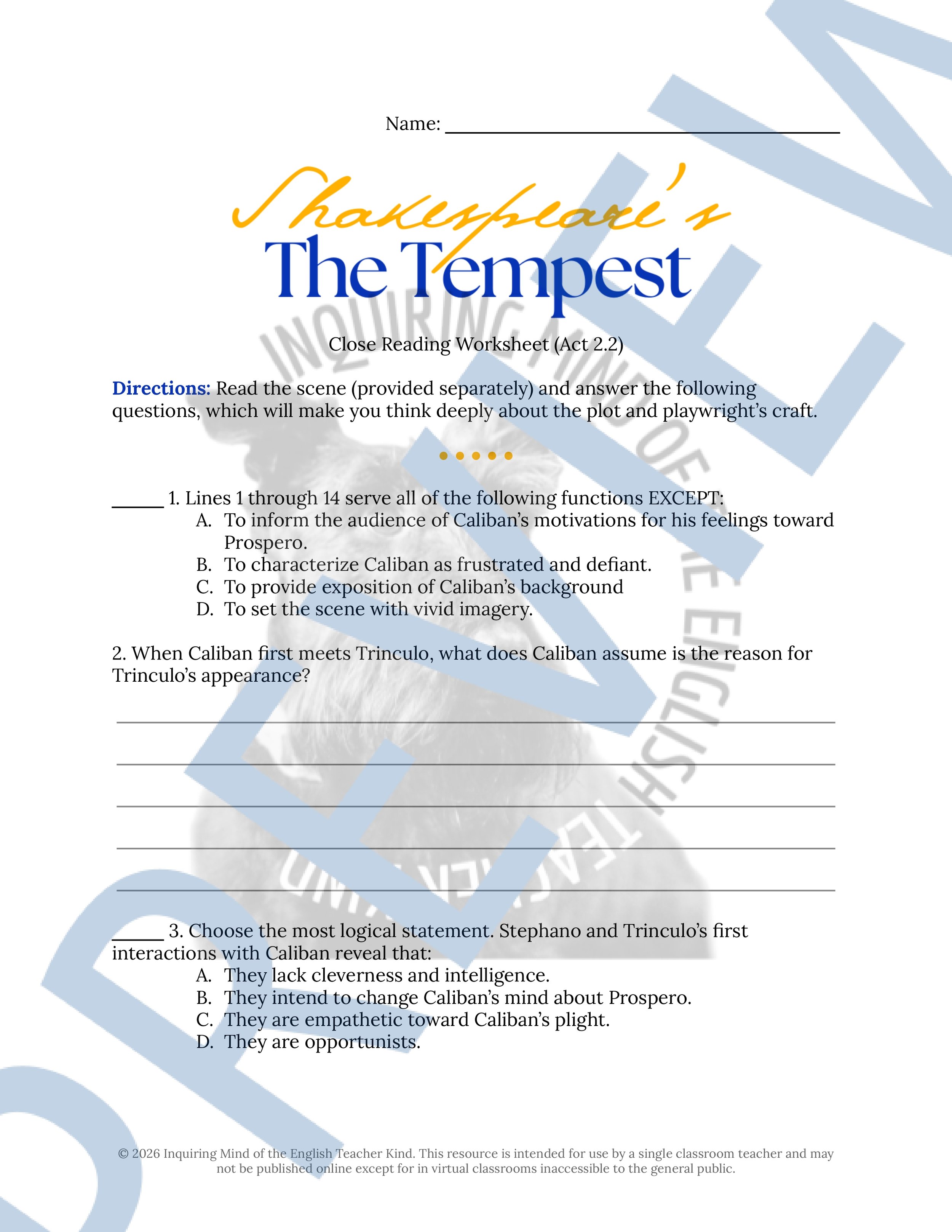 Shakespeare's The Tempest Act 2 Scene 2 Close Reading Analysis Worksheet (1).jpg