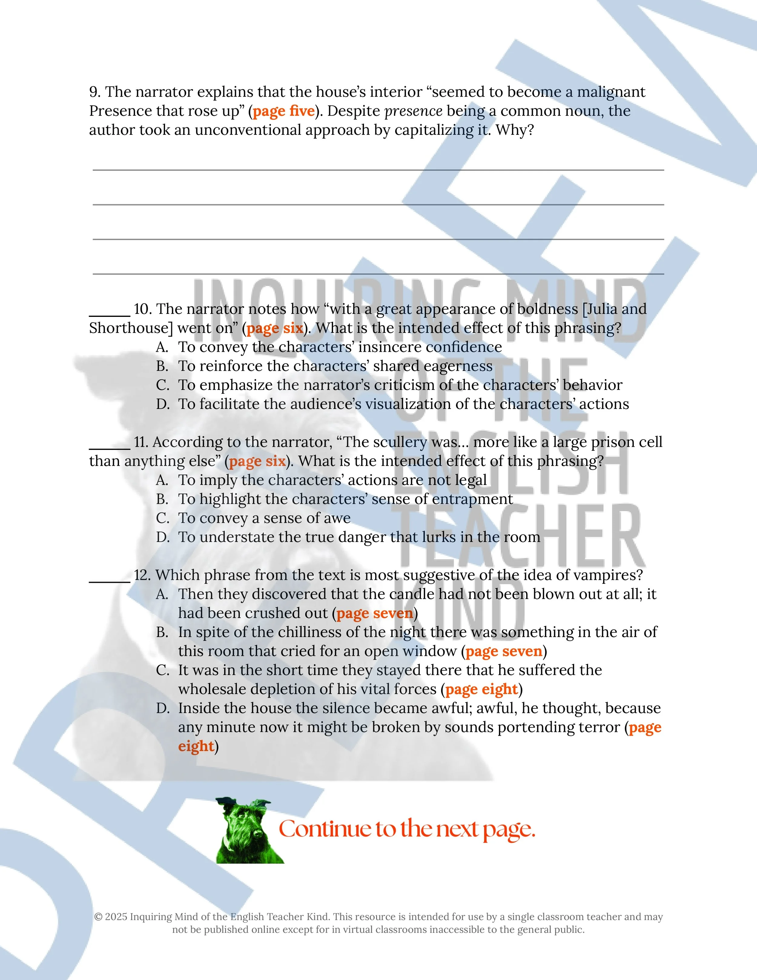 "The Empty House" by Algernon Blackwood Quiz, Analysis Worksheet, Vocabulary Games, and Halloween Ghost Story from Inquiring Mind of the English Teacher Kind