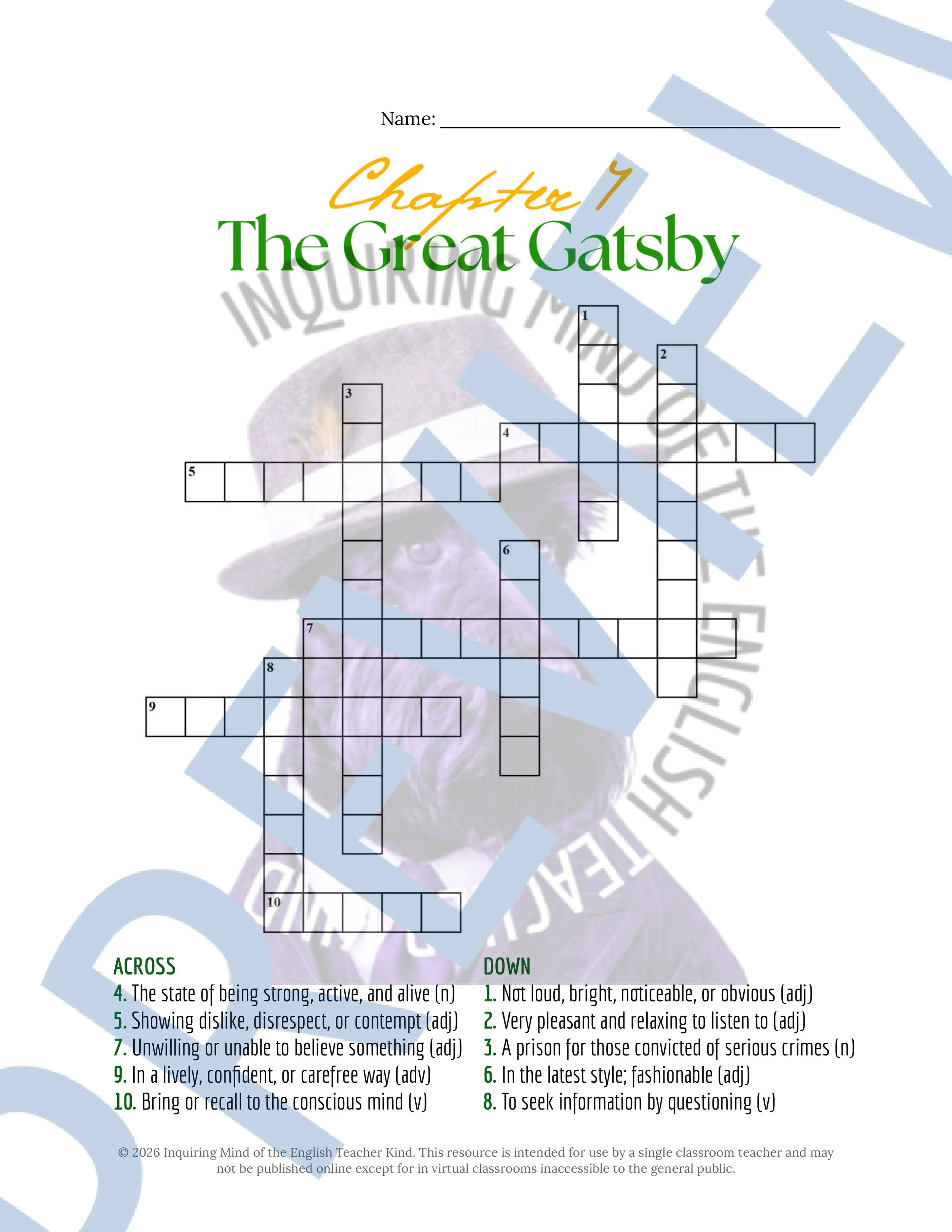 The Great Gatsby Chapter 4 Vocabulary Activities for High School - Crossword Puzzle and Word Search (4).jpg