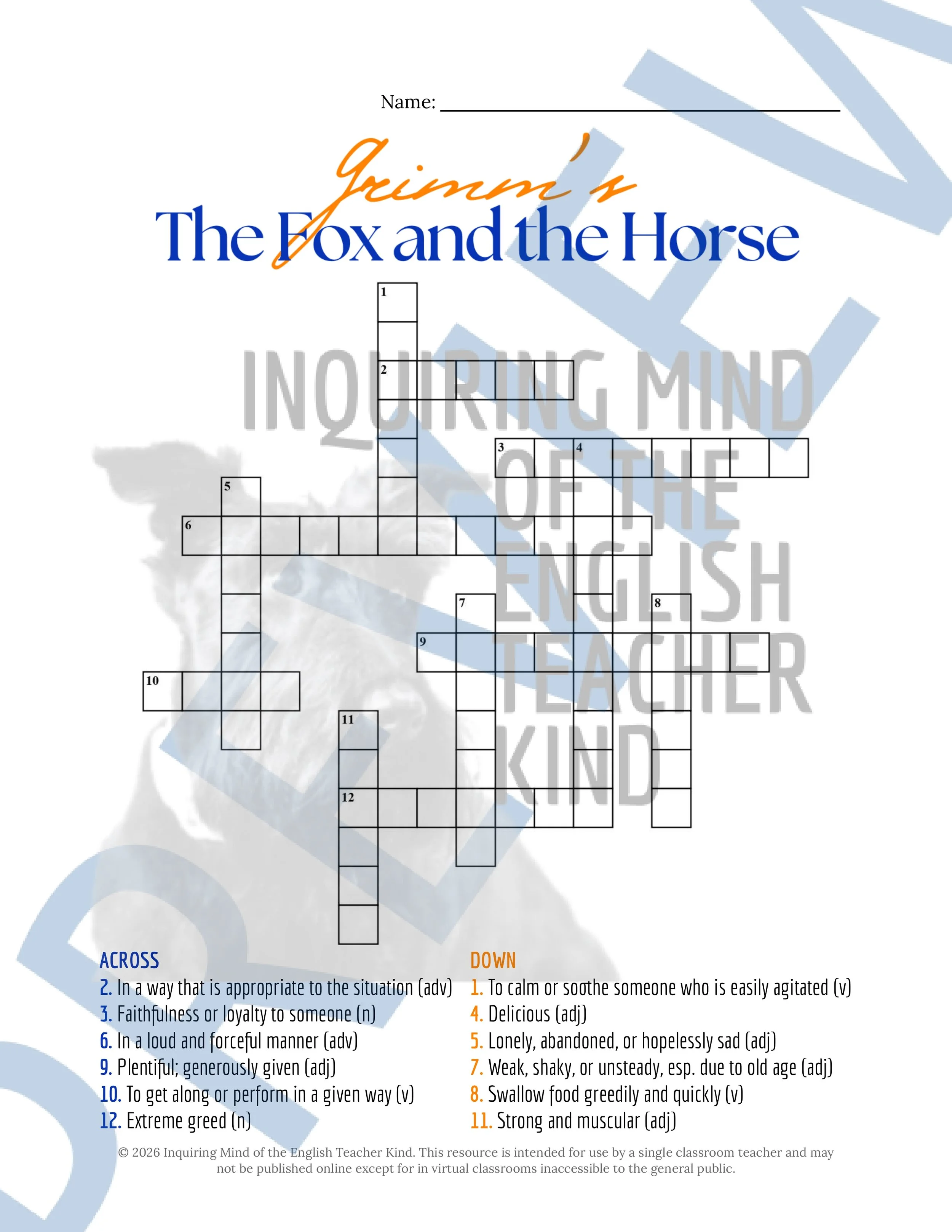 The Fox and the Horse Vocabulary Activities - Brothers Grimm Fairy Tale Activities for High School English Language Arts (3).jpg