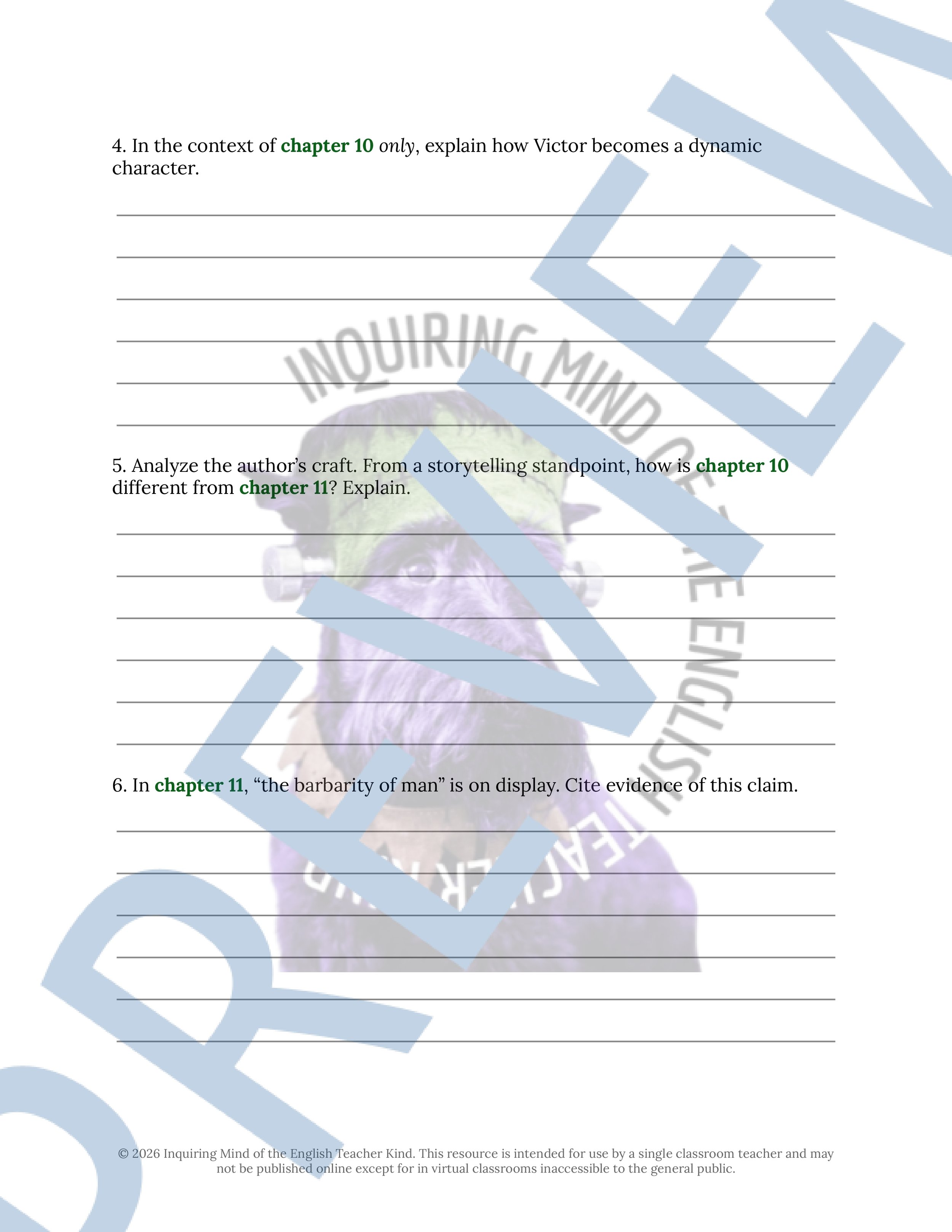 Frankenstein Chapters 10, 11, and 12 Close Reading Analysis Worksheet and Answer Key for High School English Language Arts (2).jpg