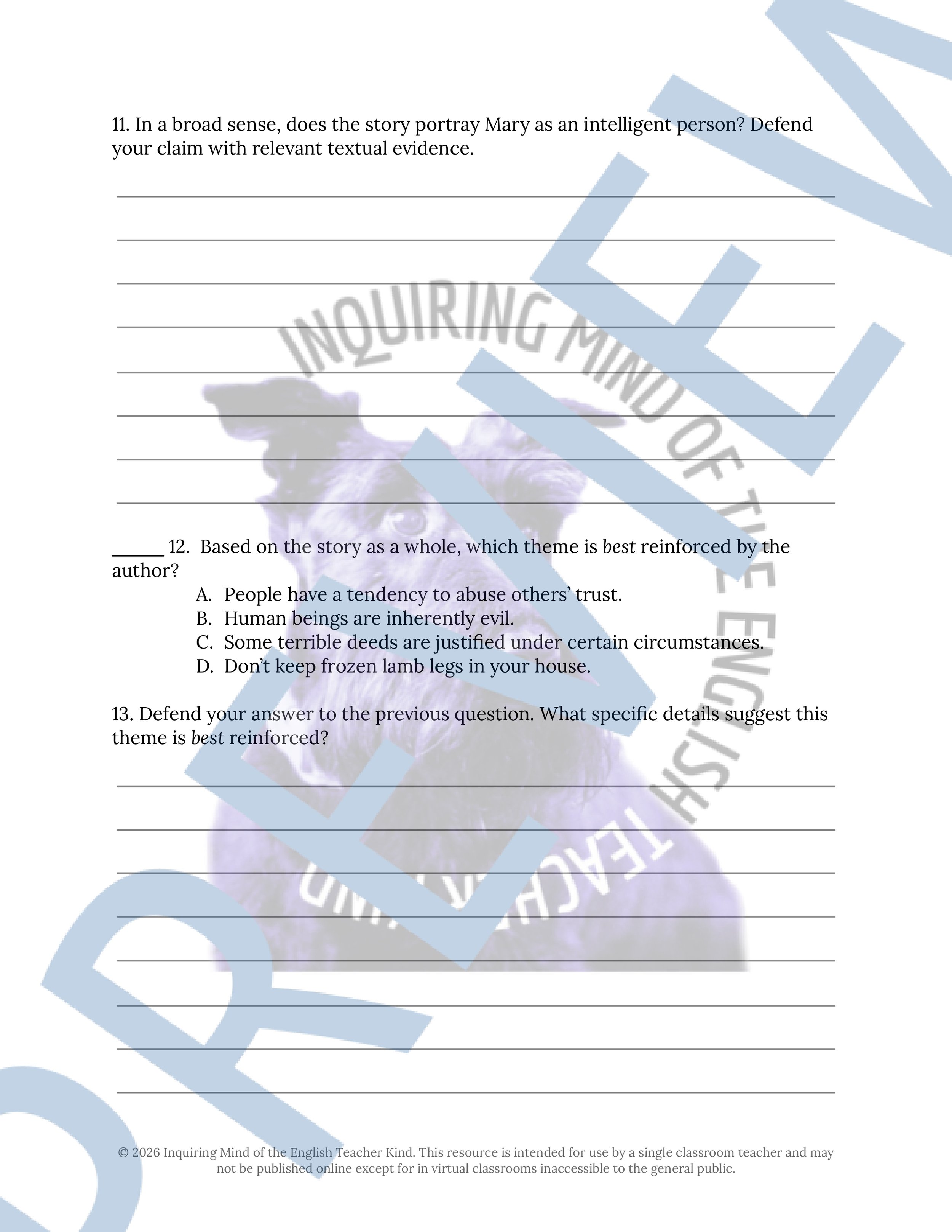 Lamb to the Slaughter by Roald Dahl Close Reading Analysis Worksheet (4).jpg