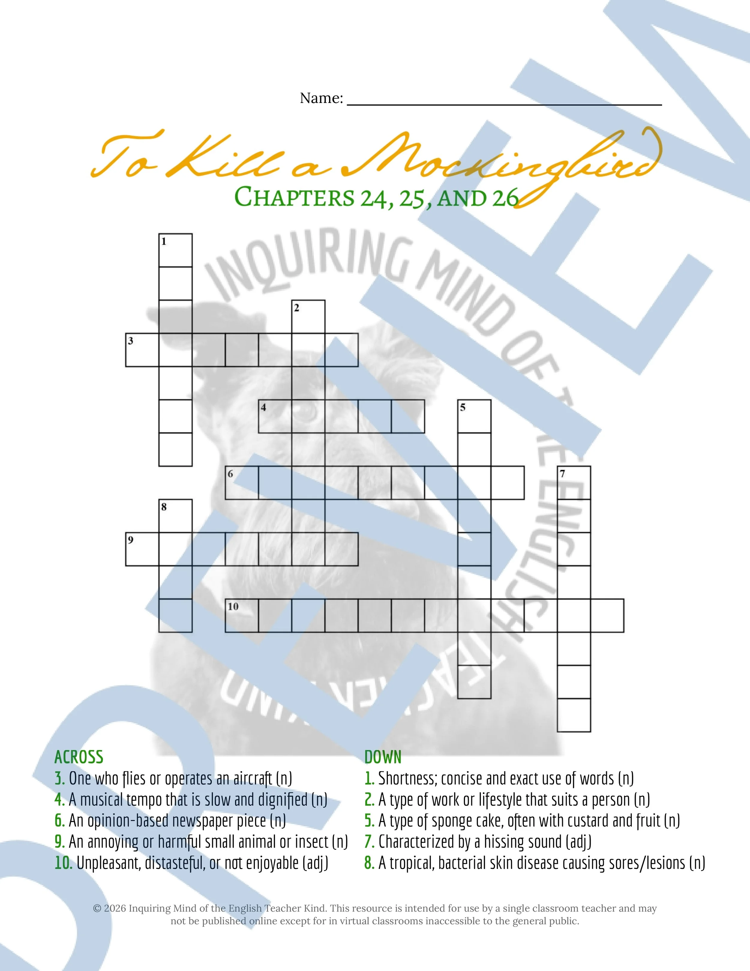To Kill a Mockingbird Chapters 24, 25, and 26 Vocabulary Worksheet, Crossword Puzzle, and Word Search Game for High School ELA (3).jpg