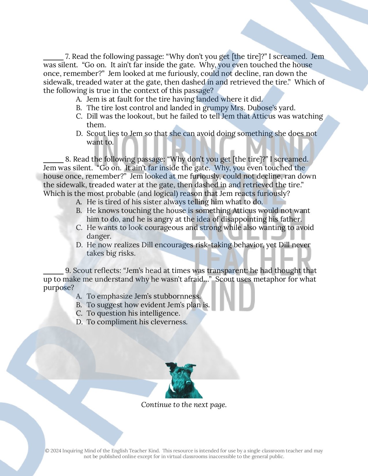 To Kill a Mockingbird Close Reading Analysis Worksheets Bundle with Answer Keys for High School English Language Arts