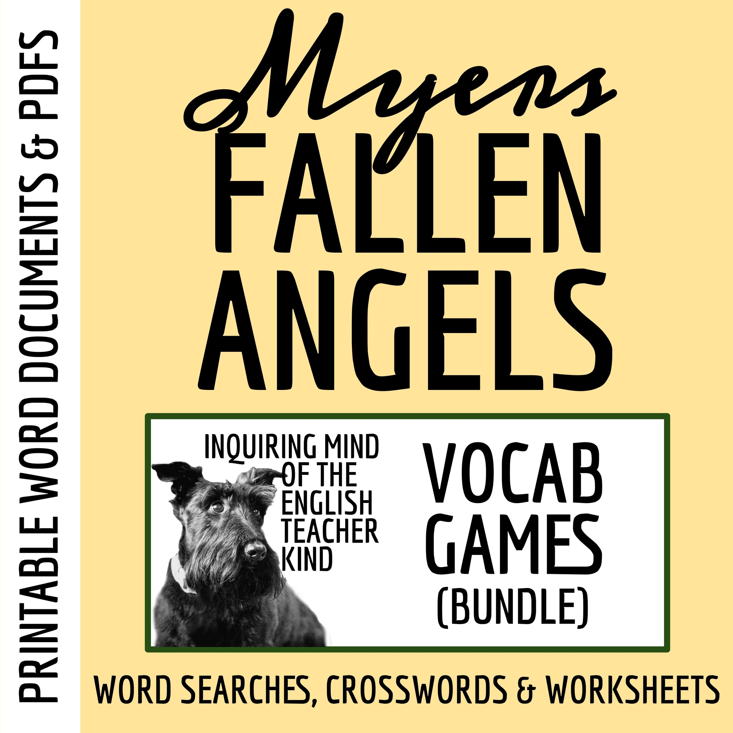 Fallen Angels by Walter Dean Myers Vocabulary Activities Bundle for High School from Inquiring Mind of the English Teacher Kind