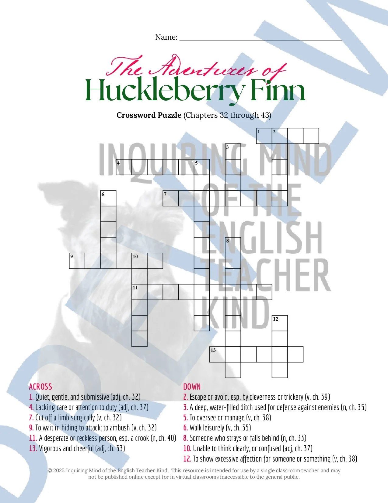The Adventures of Huckleberry Finn by Mark Twain Vocabulary Games and Collaborative Activities for High School from Inquiring Mind of the English Teacher Kind