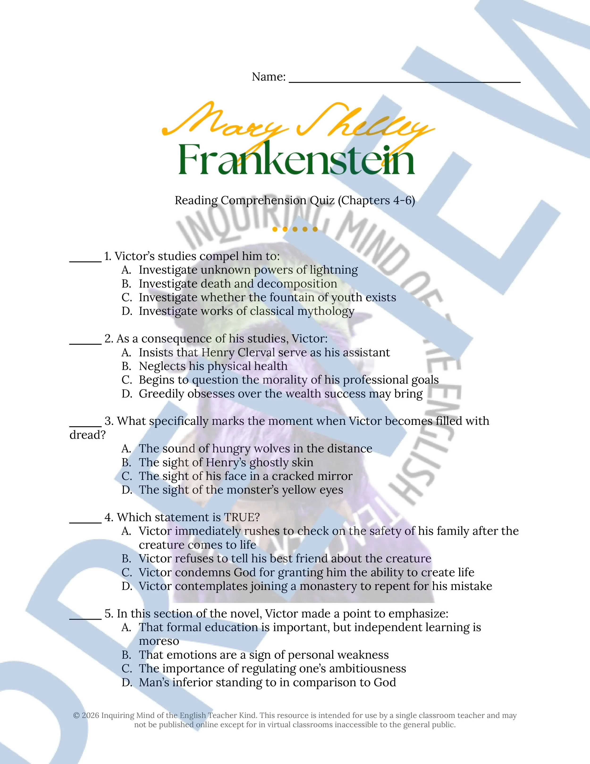 Frankenstein by Mary Shelley Chapters 4, 5, and 6 Quiz and Answer Key (1).jpg