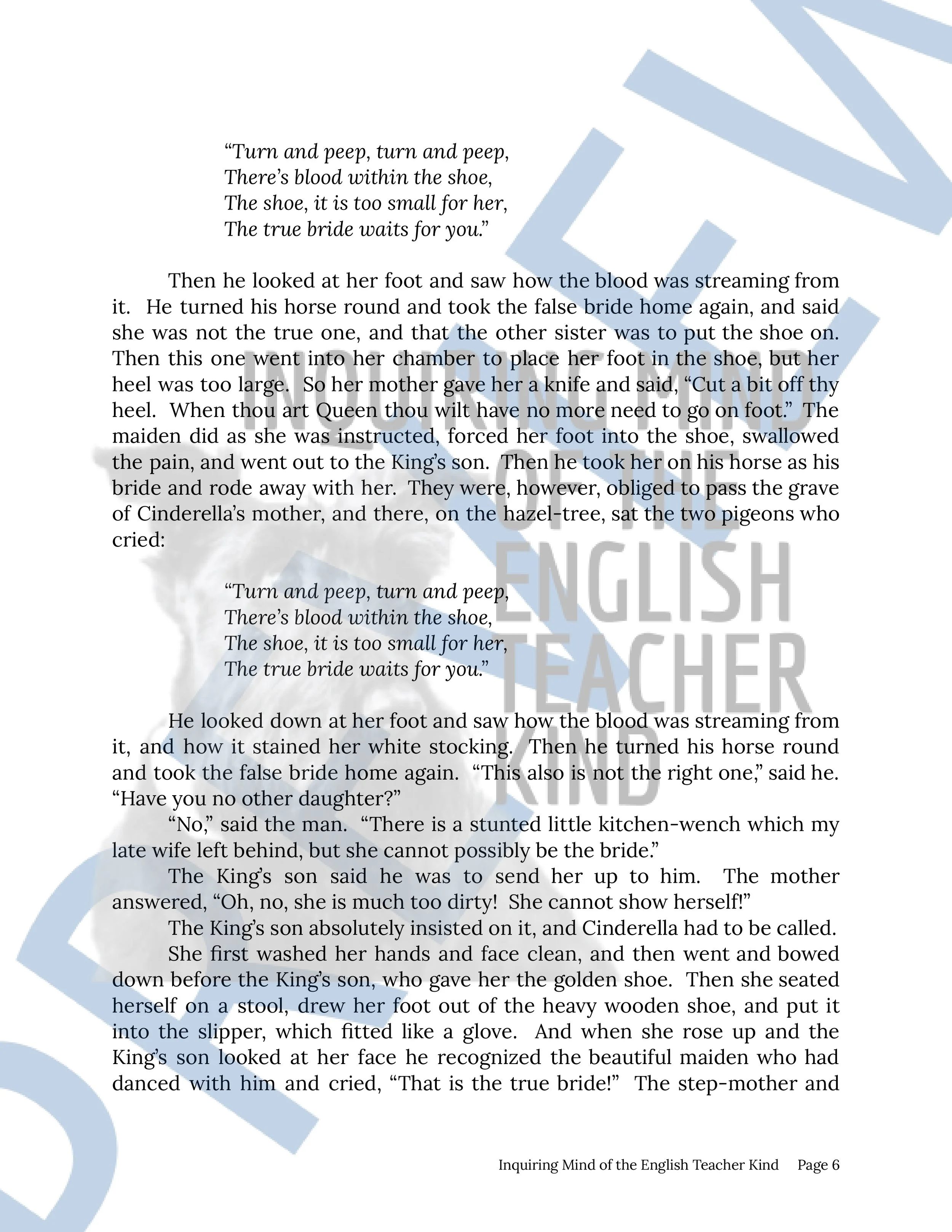 Cinderella Grimm's Fairy Tale Quiz and Answer Key from Inquiring Mind of the English Teacher Kind (8).jpg