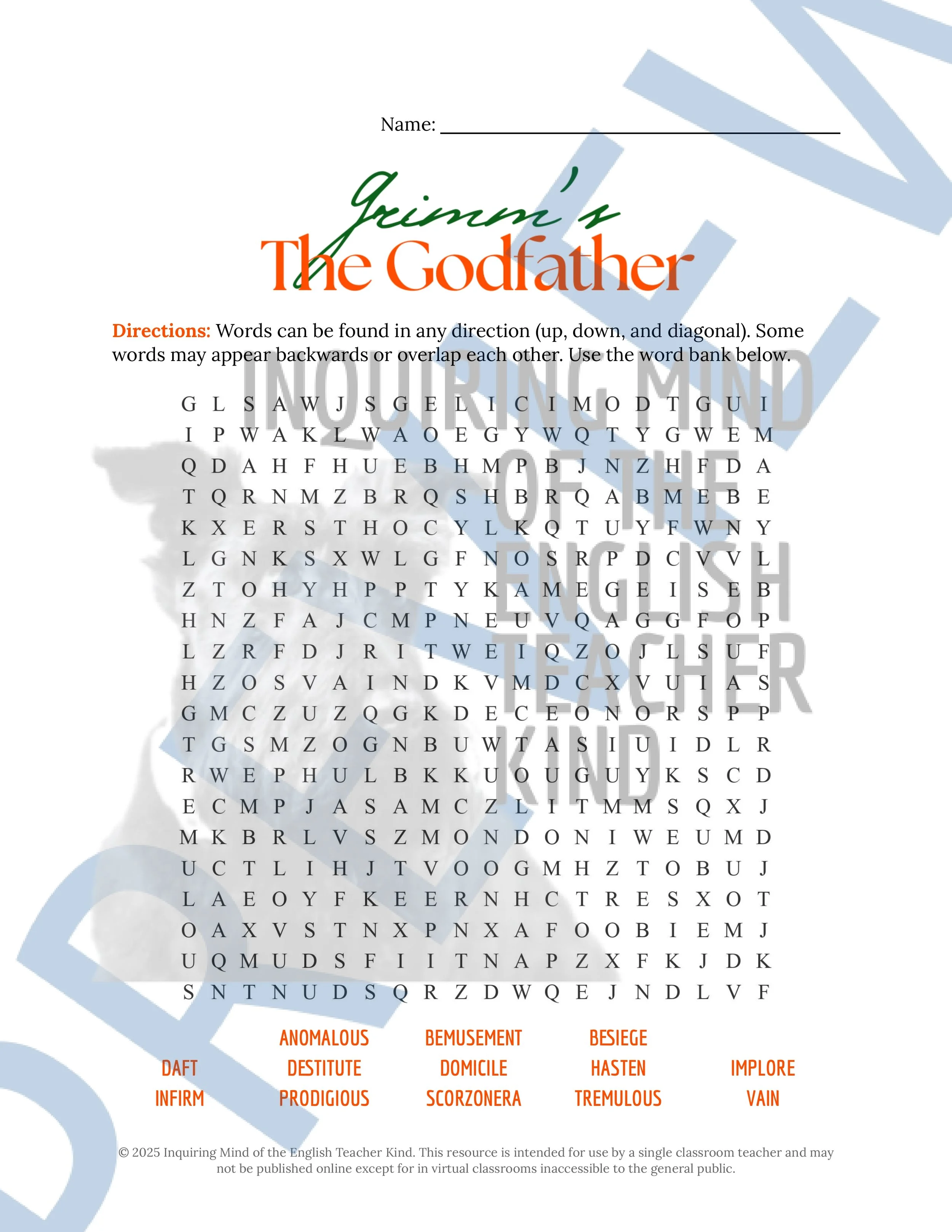 The Godfather by the Brothers Grimm Vocabulary Activities for High School (5).jpg