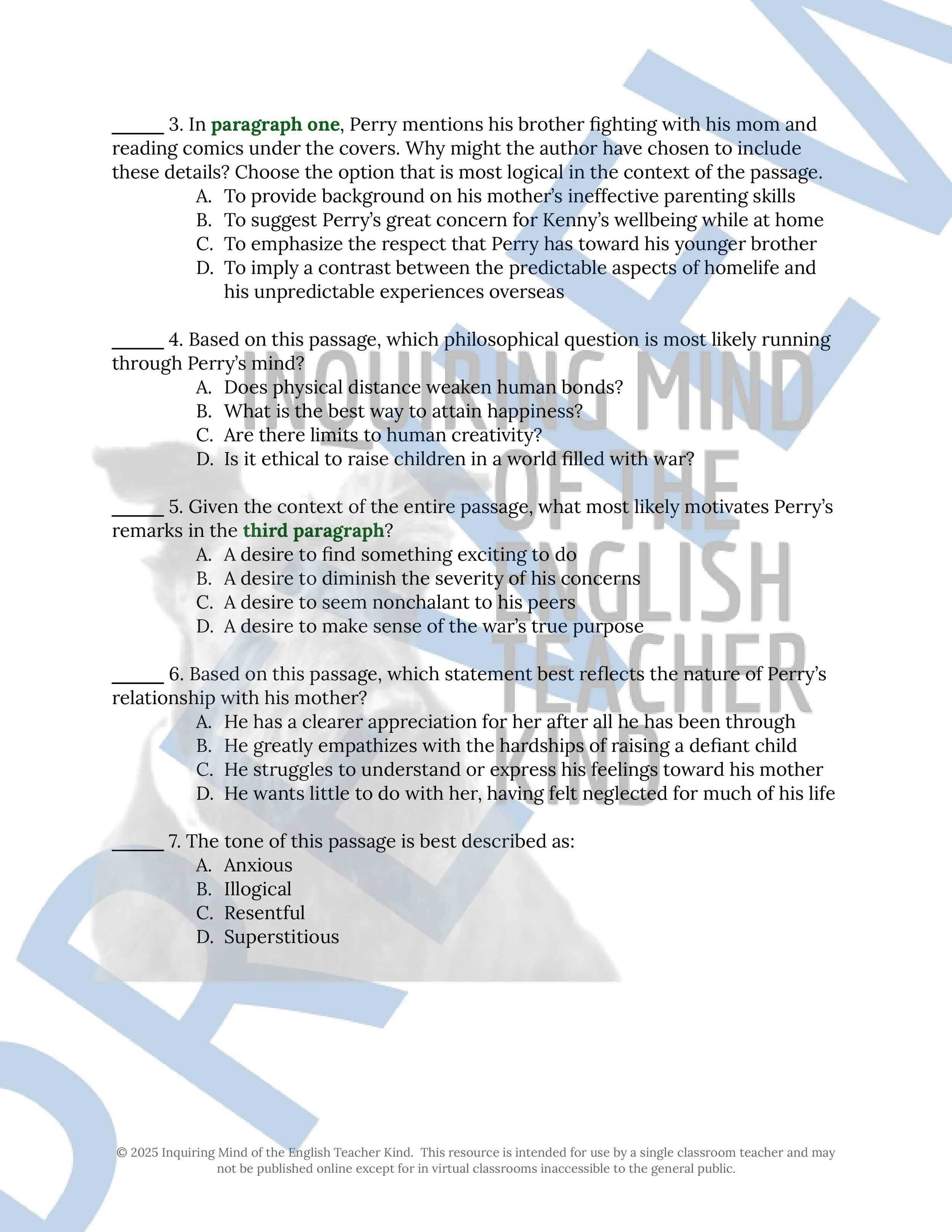 Fallen Angels by Walter Dean Myers Close Reading Analysis Worksheets Bundle for High School English Language Arts from Inquiring Mind of the English Teacher Kind