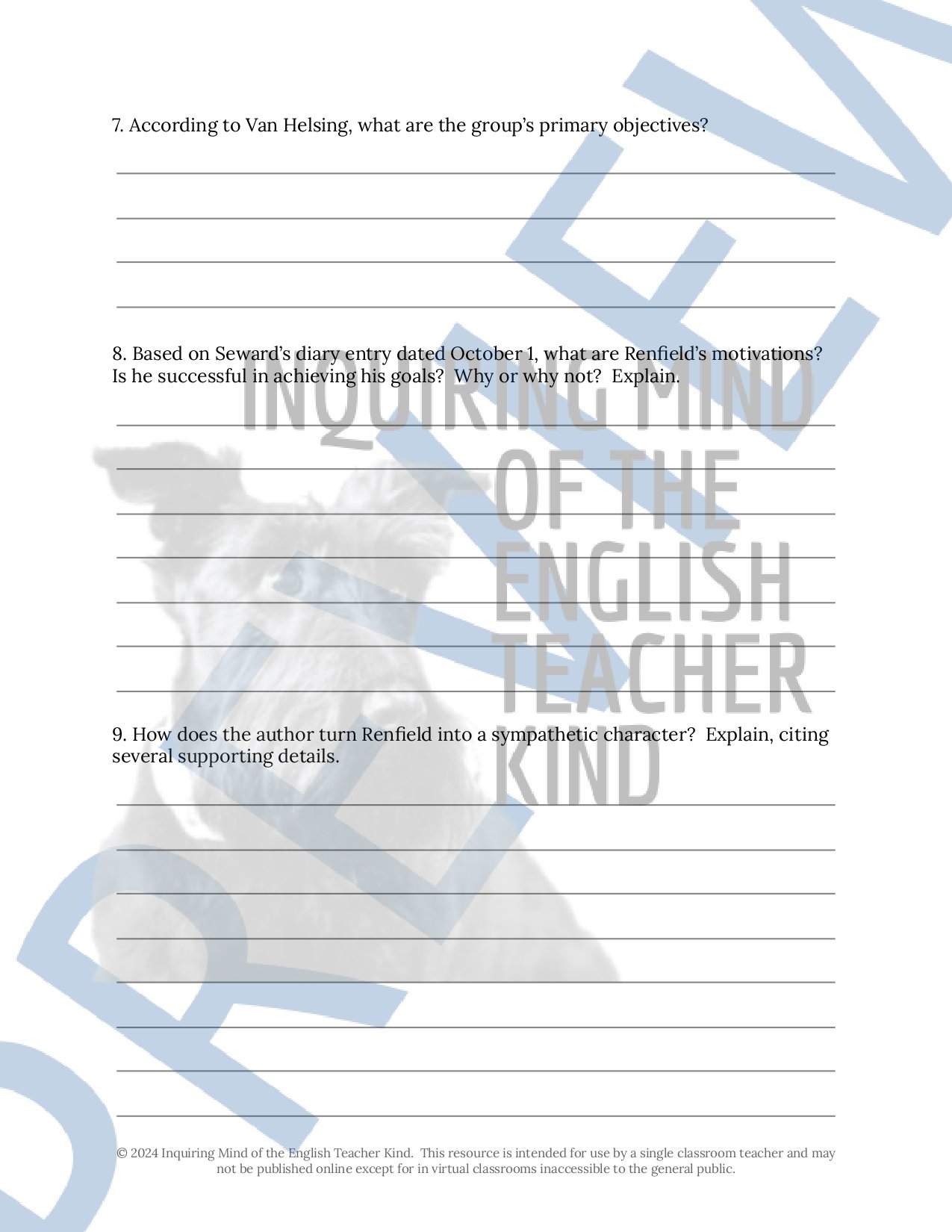 Dracula by Bram Stoker Chapters 18-21 Quiz, Close Reading Inference Worksheets, and Vocabulary Games