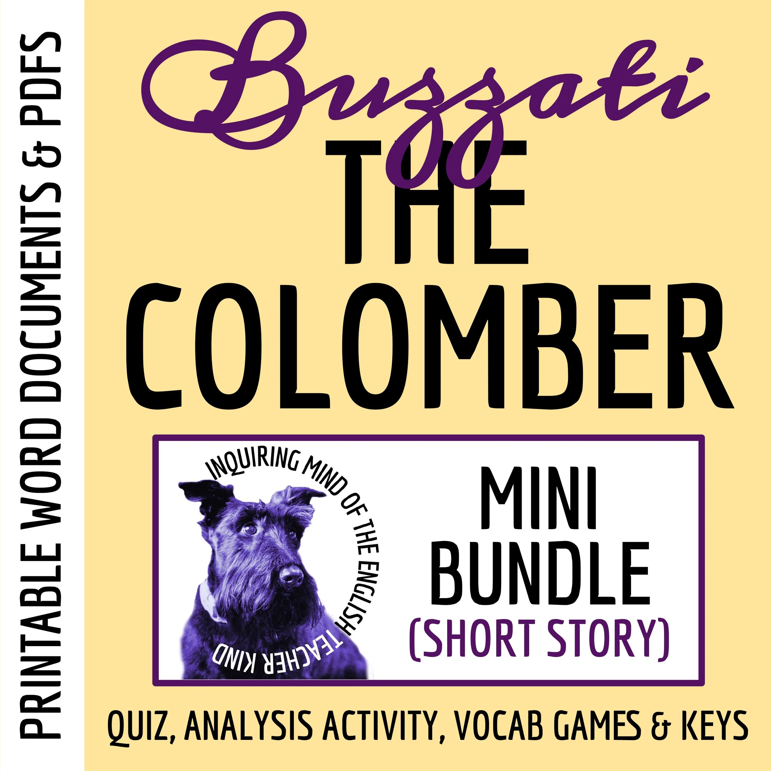 "The Colomber" by Dino Buzzati Quiz, Analysis Worksheet, and Vocabulary Activities