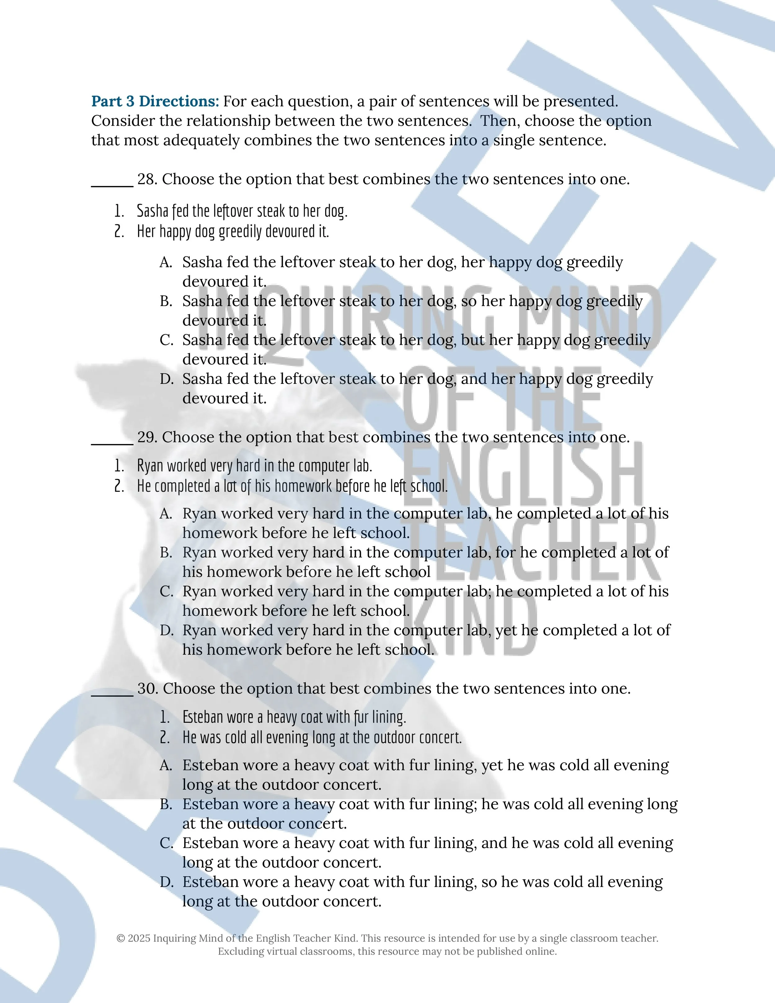 Grammar Review Worksheet on Commas, Semicolons, and Conjunctions from Inquiring Mind of the English Teacher Kind (9).jpg