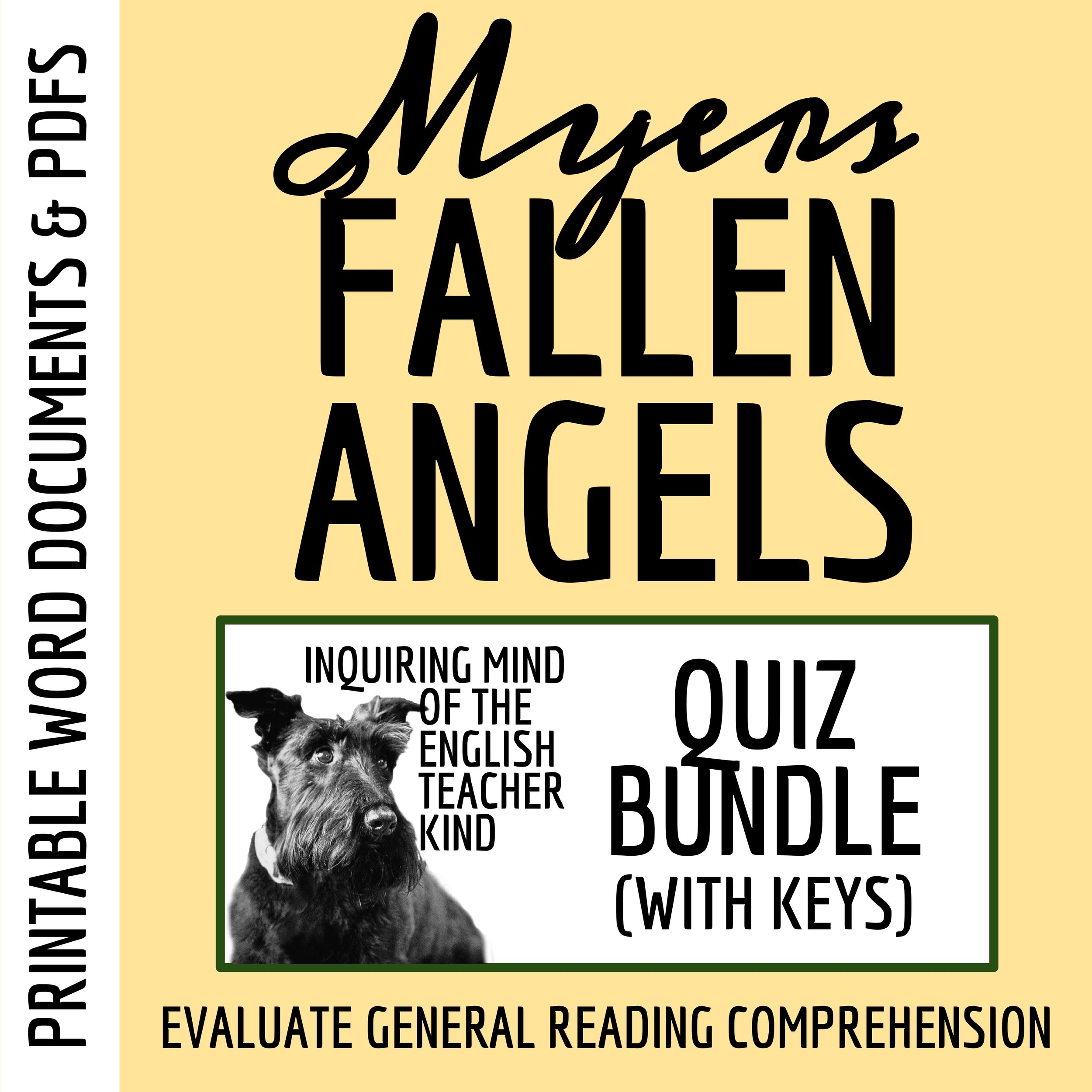 Fallen Angels by Walter Dean Myers Quiz and Answer Key Bundle