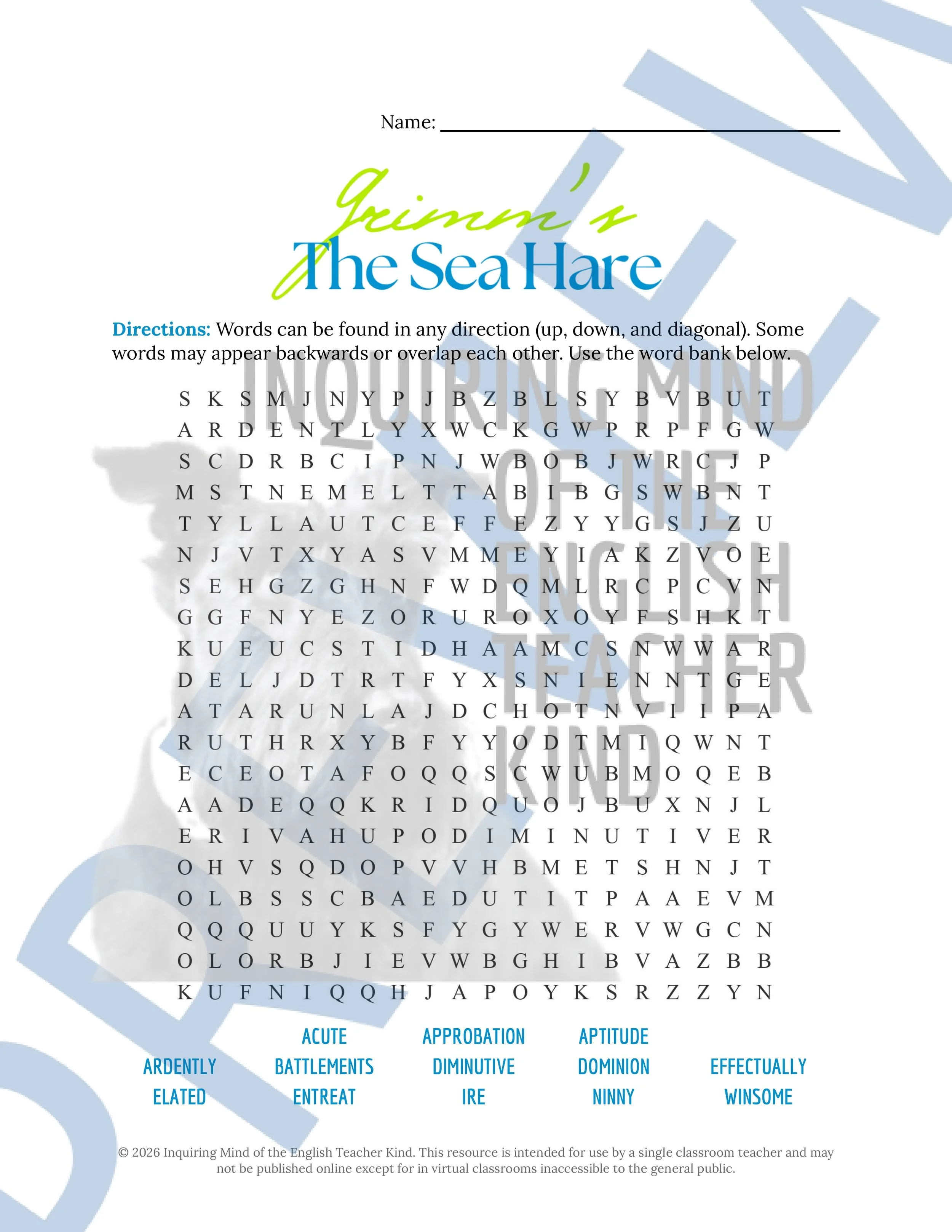 The Sea Hare by the Brothers Grimm Vocabulary Activities (4).jpg