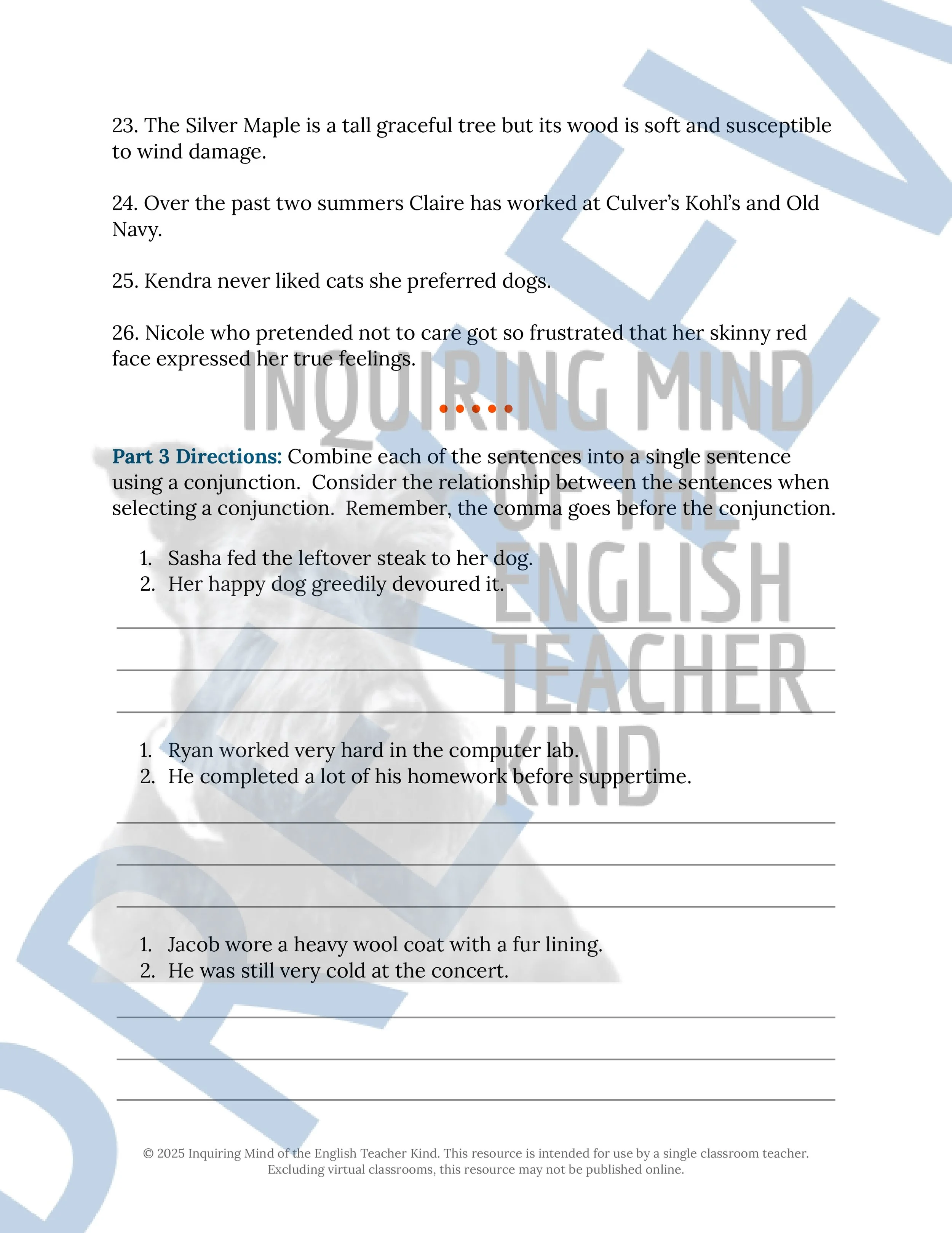 Grammar Review Worksheet on Commas, Semicolons, and Conjunctions from Inquiring Mind of the English Teacher Kind (15).jpg