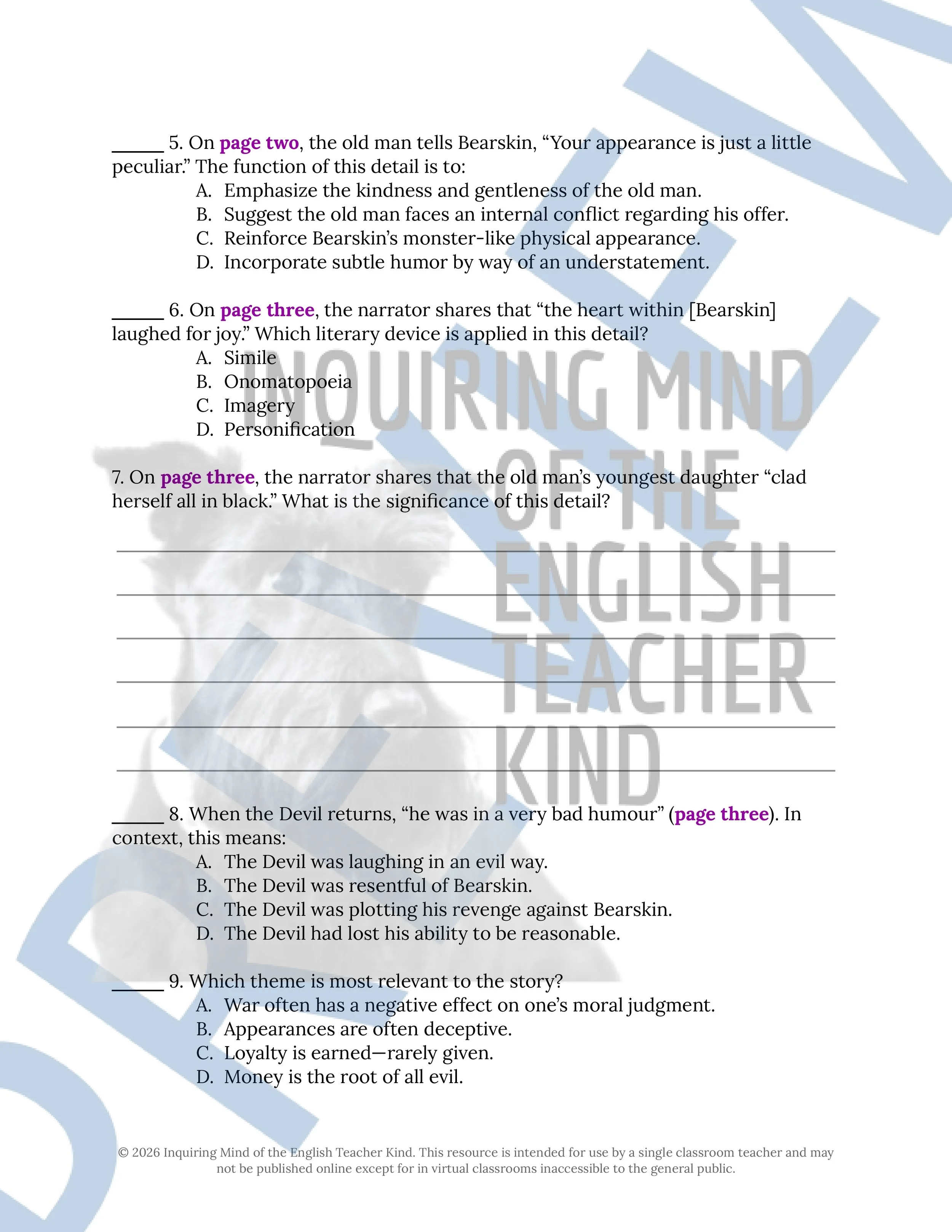 Bearskin by the Brothers Grimm Close Reading Analysis Worksheet - Fairy Tale Activity (2).jpg