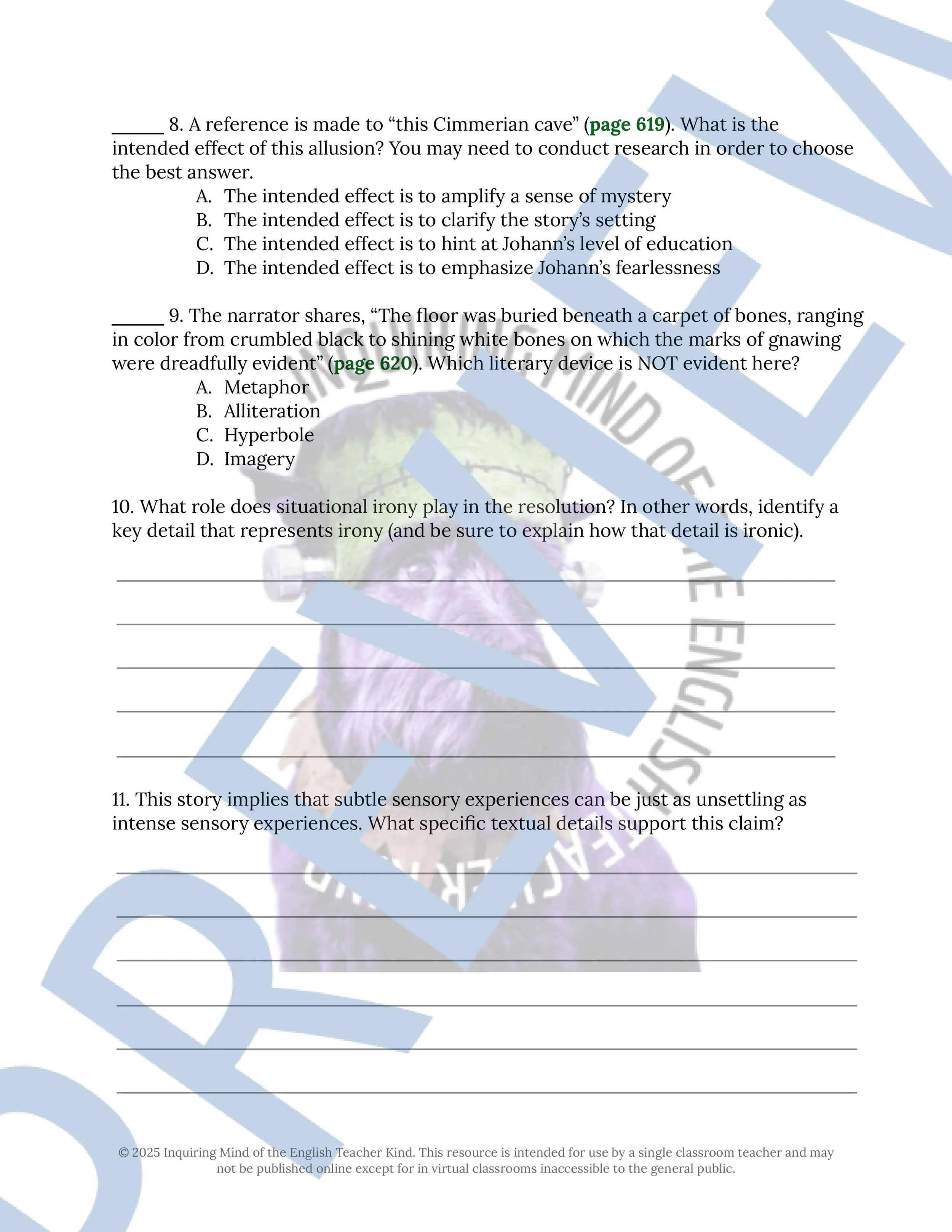 It Walks by Night by Henry Kuttner Close Reading Analysis Worksheet - High School Short Story for the Halloween Season (3).jpg