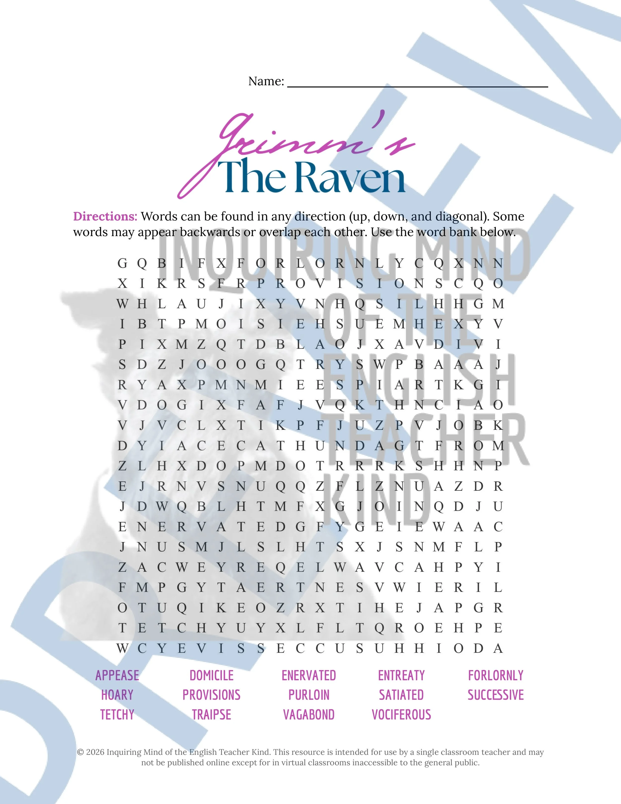 The Raven Grimm's Fairy Tale Vocabulary Activities (4).jpg