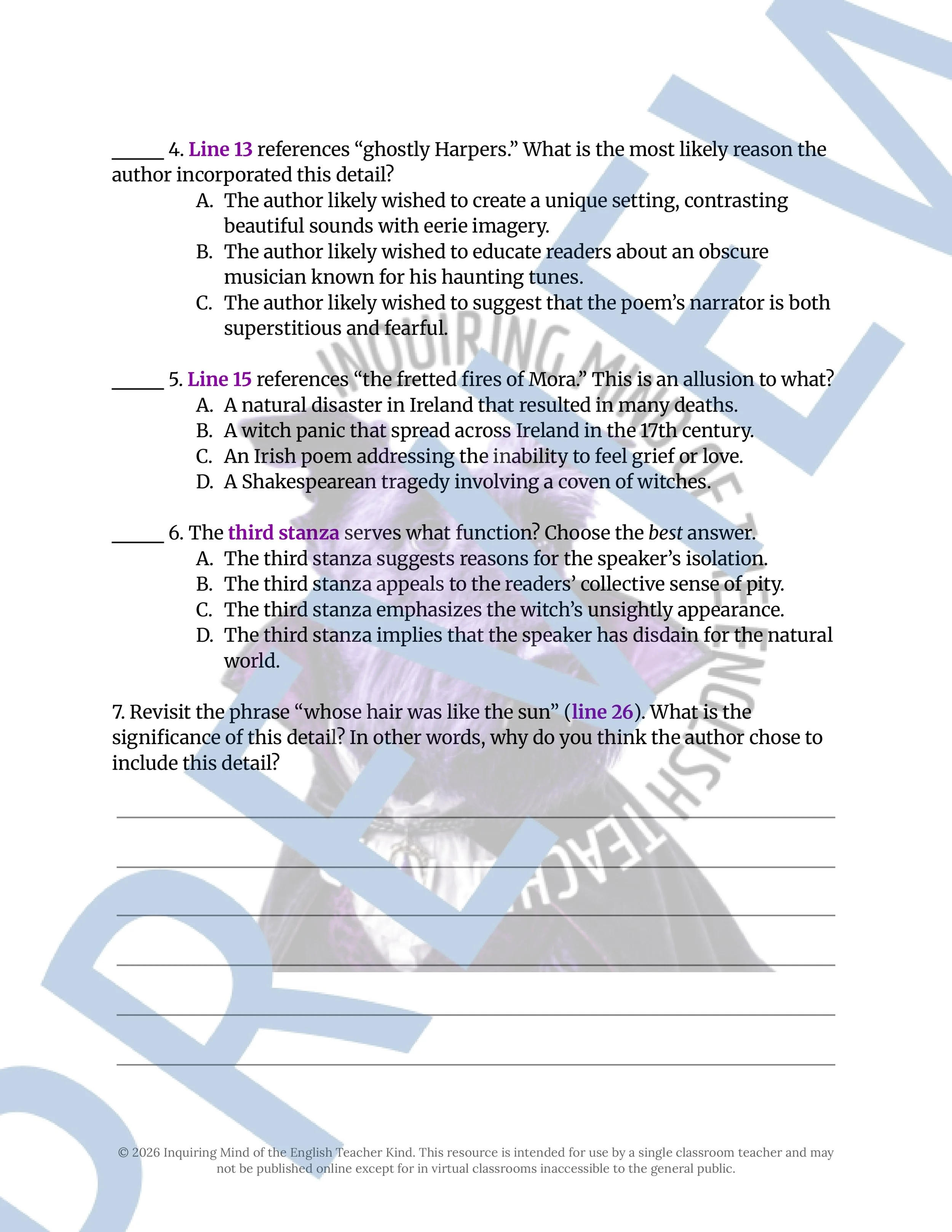 The Witch Girl by A. Leslie Poem Analysis Worksheet and Answer Key (3).jpg