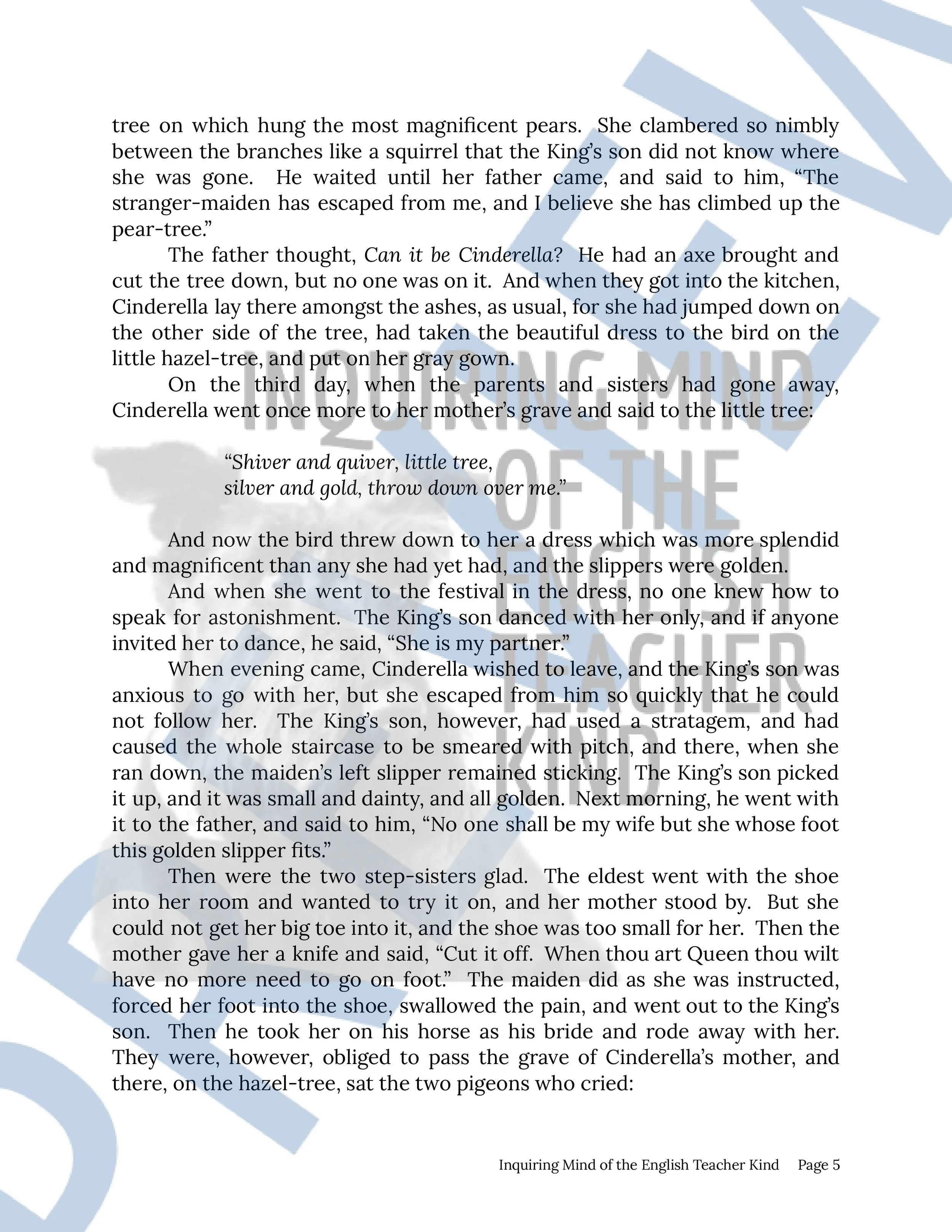Cinderella Grimm's Fairy Tale Quiz and Answer Key from Inquiring Mind of the English Teacher Kind (7).jpg