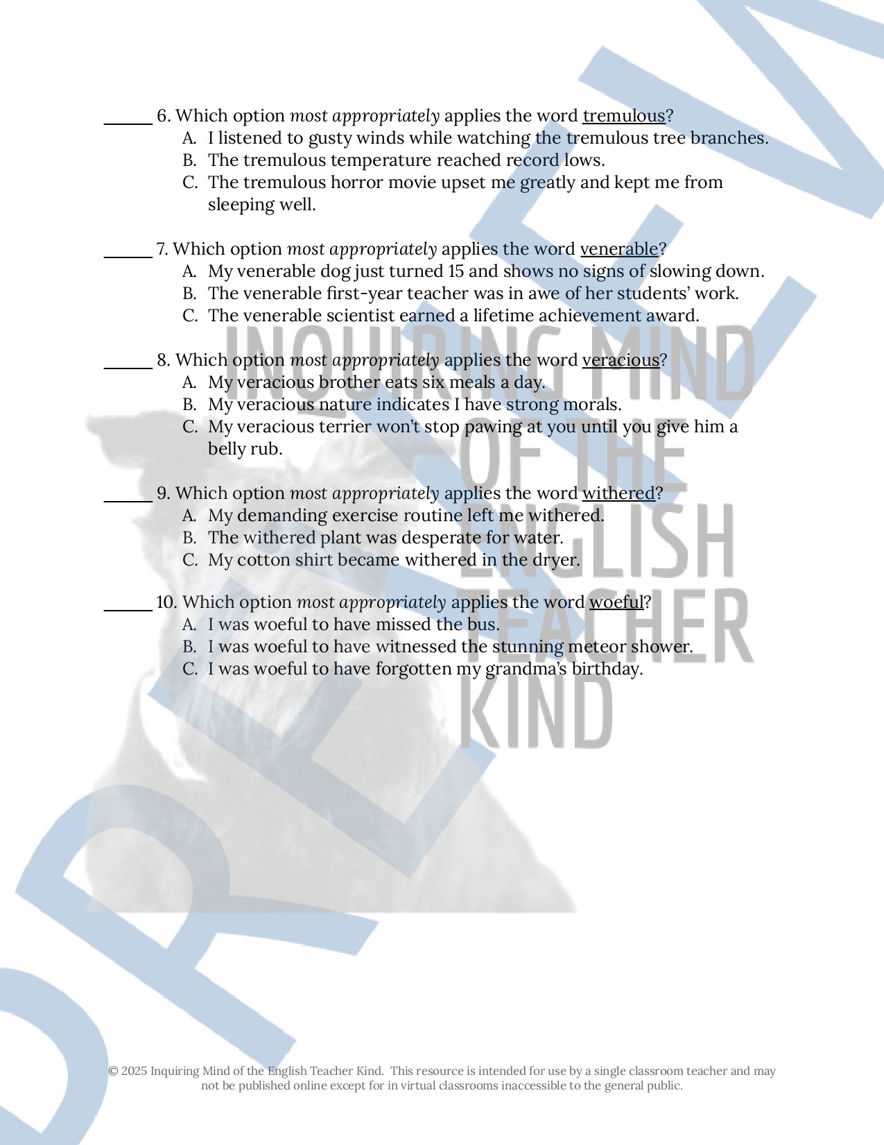 "Dr. Heidegger's Experiment" Quiz, Inference Worksheet, and Vocabulary Games from Inquiring Mind of the English Teacher Kind