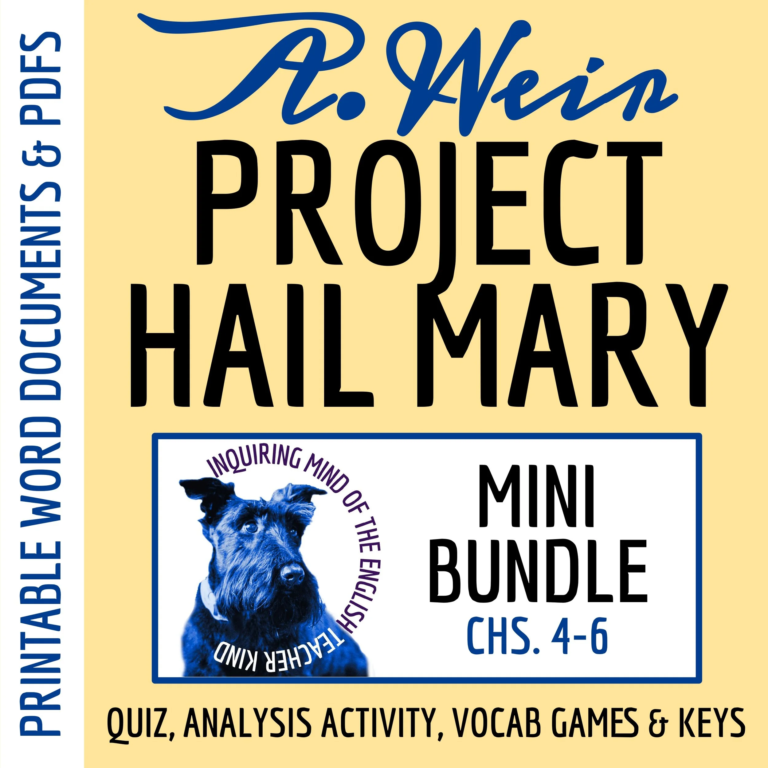 Project Hail Mary by Andy Weir Chapters 4, 5, and 6 Quiz, Analysis Worksheet, and Vocabulary Games