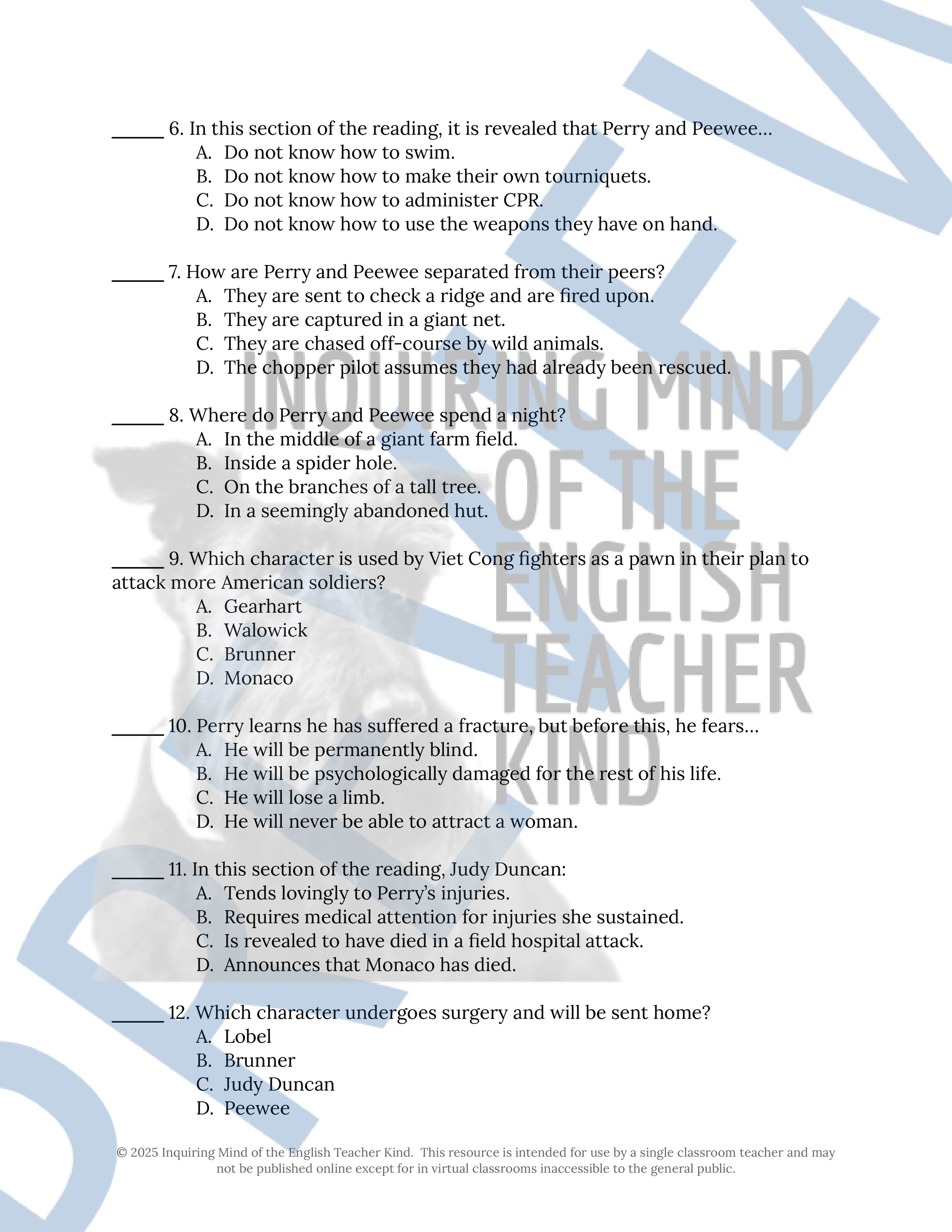 Fallen Angels Quizzes, Worksheets, Research Project, Test, and Answer Keys Mega Bundle from Inquiring Mind of the English Teacher Kind
